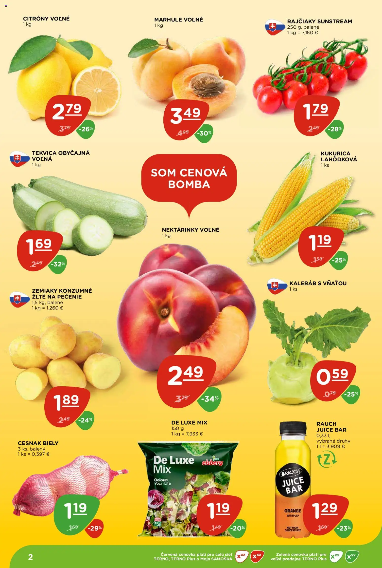Nové Terno akcie – leták je platný od 02.07.2026 | Strana: 2 | Produkty: Cesnak, Zemiaky, Kukurica, Marhule