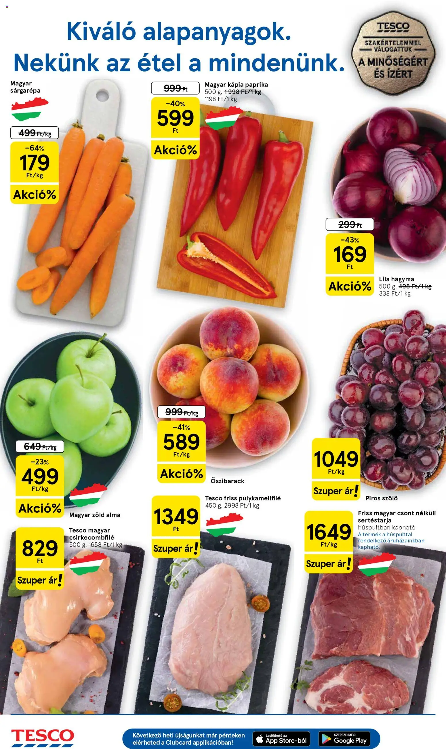 Tesco akciós ujság - amely érvényes a következő dátumtól: 2026.08.18. | Oldal: 2 | Termékek: Paprika, Hús, Csirkecombfile, Pulykamellfilé