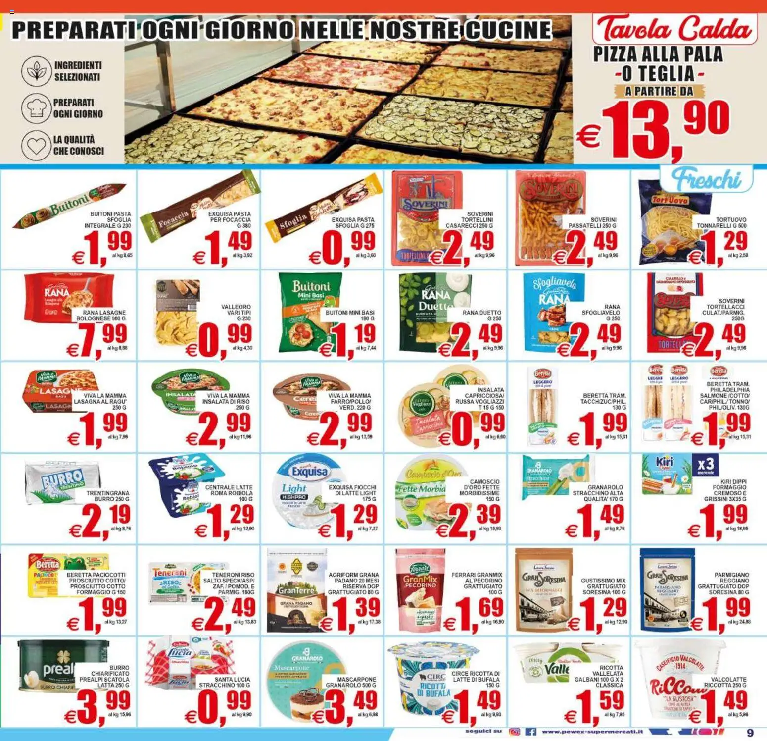 Volantino Pewex del 19/06/2026 | Pagina: 9 | Prodotti: Insalata, Formaggio, Lasagna, Scatola