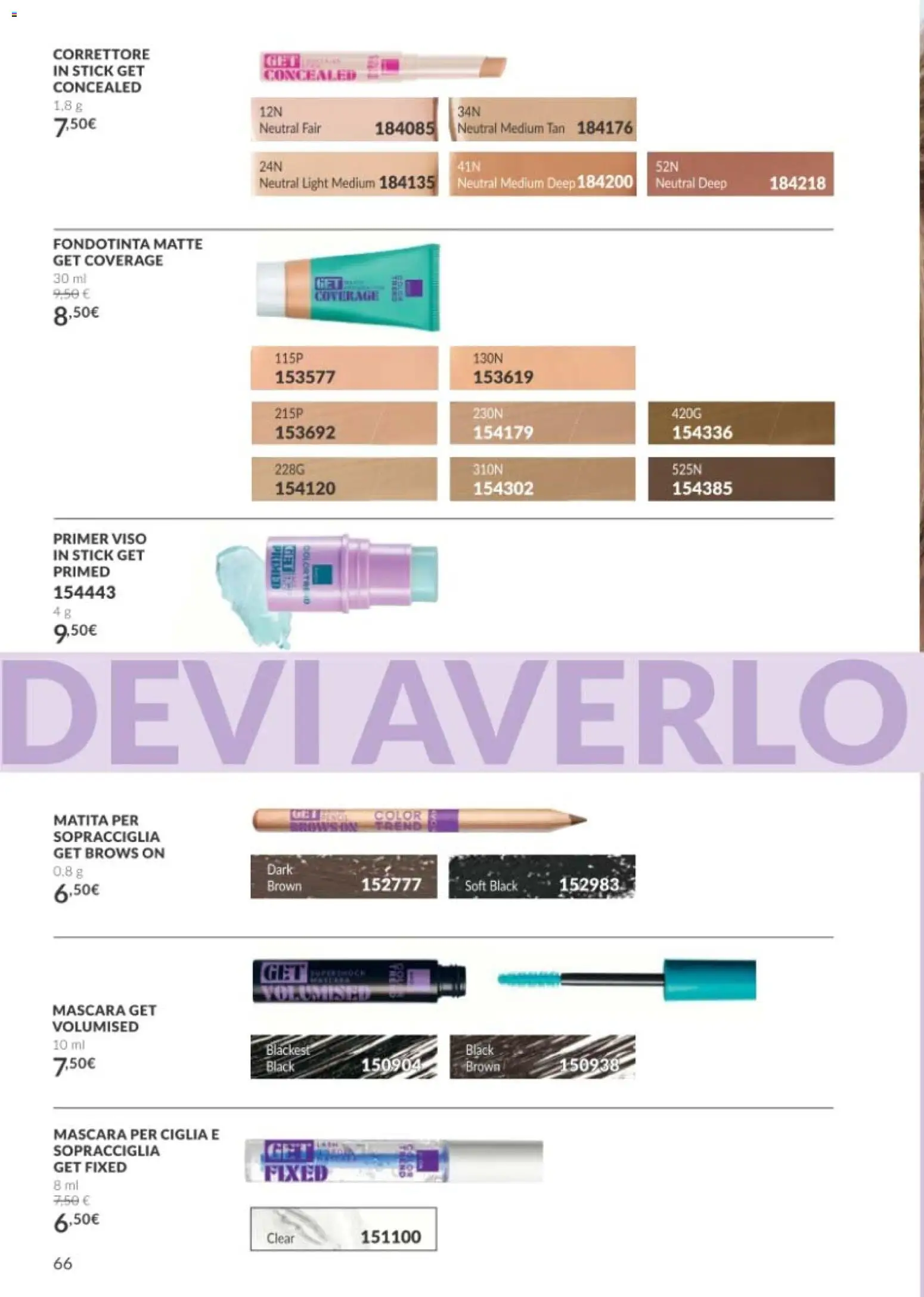Volantino Avon del 01/10/2026 | Pagina: 66 | Prodotti: Mascara, Fondotinta, Correttore