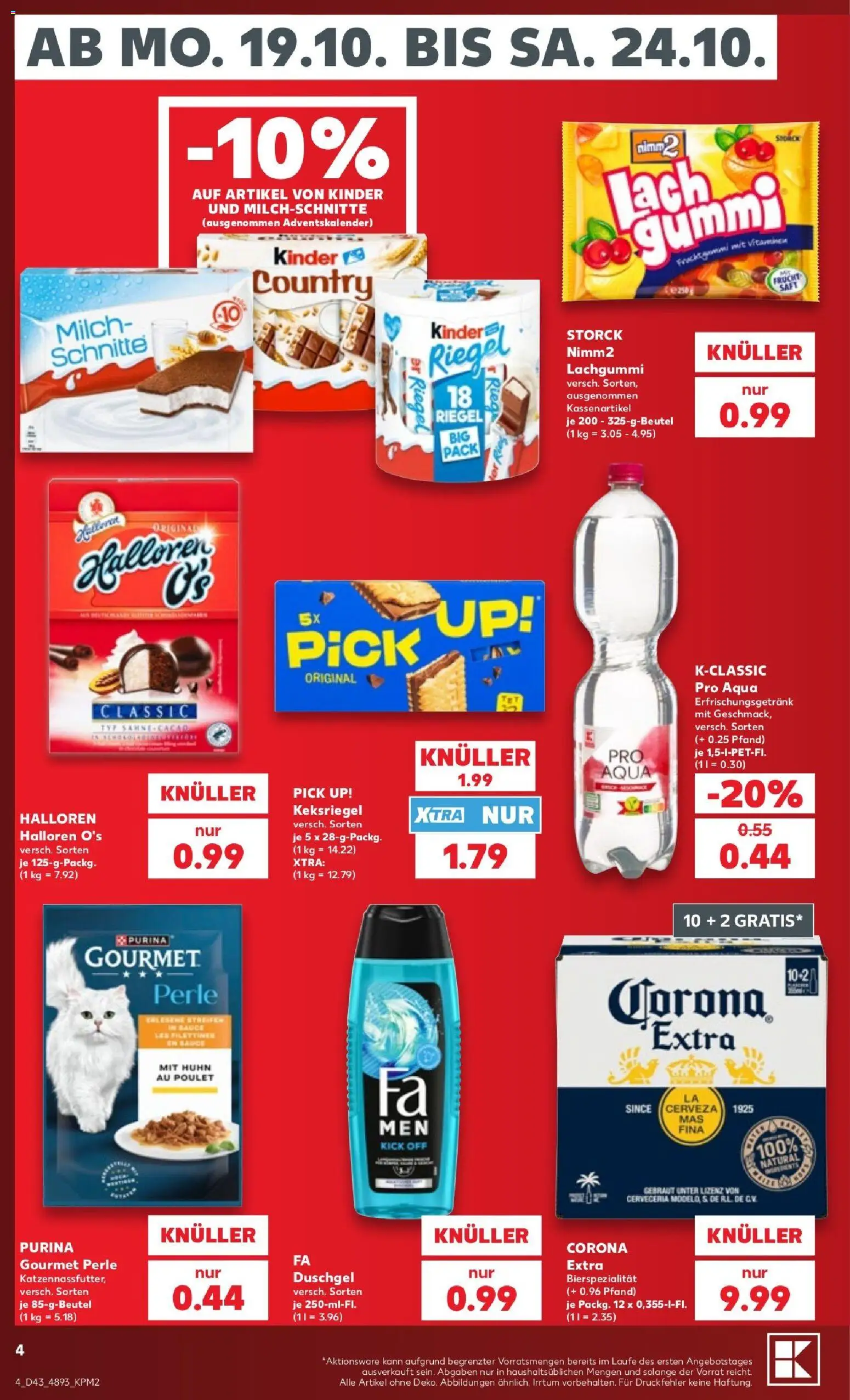 Kaufland Prospekt Frankfurt (Oder) – gültig ab 19.10.2026 | Seite: 4 | Produkte: Milch, Duschgel, Saft