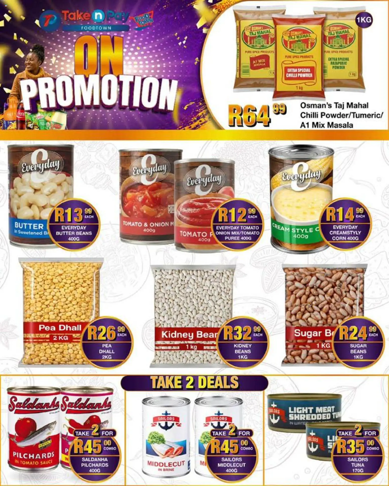 New Take n Pay catalogue – valid from 04.05.2026 | Page: 16 | Products: Corn, Beans, Tomato sauce, Sauce