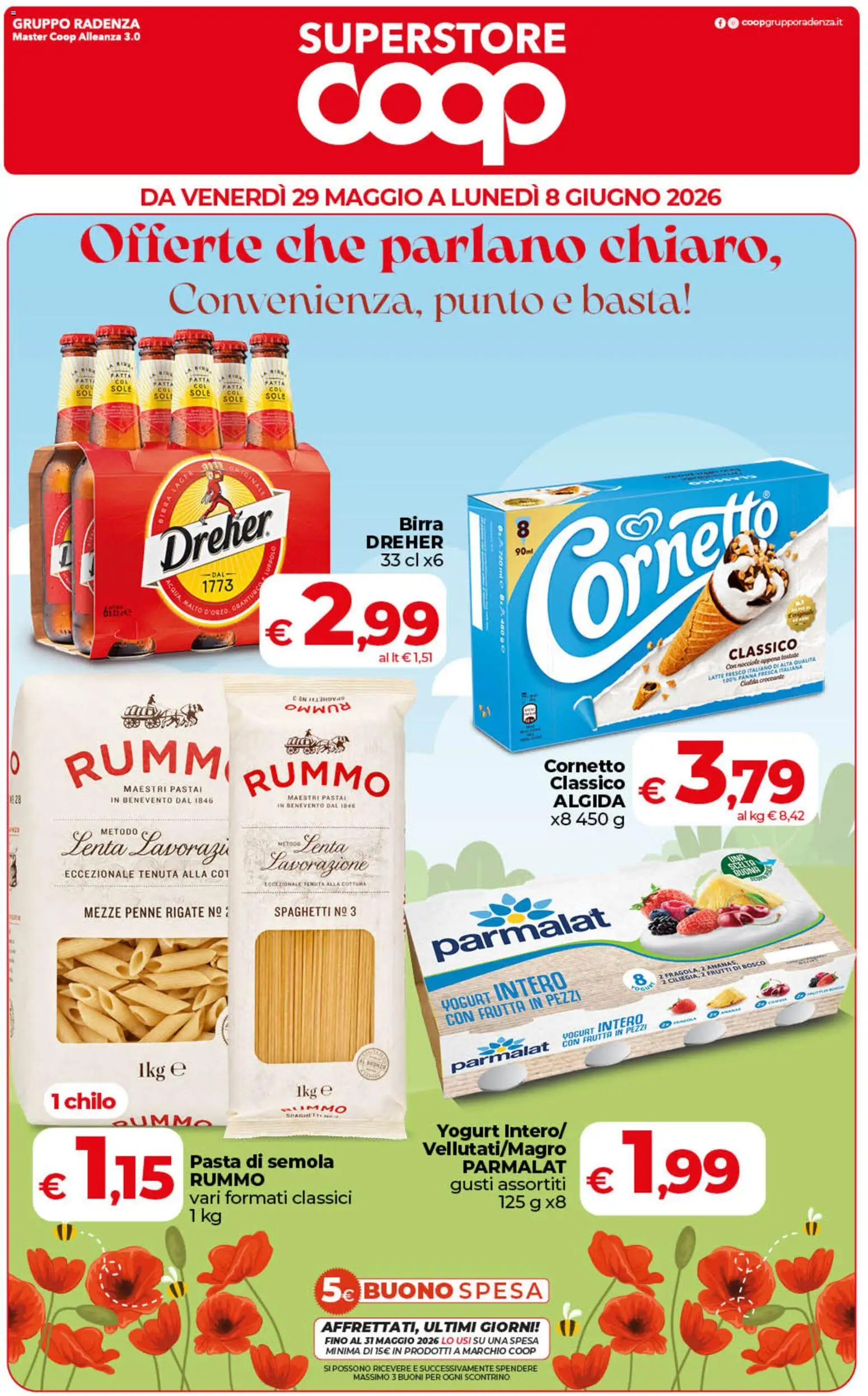 Volantino COOP del 29.05.2026 | Pagina: 1 | Prodotti: Yogurt, Birra, Cornetto, Panna