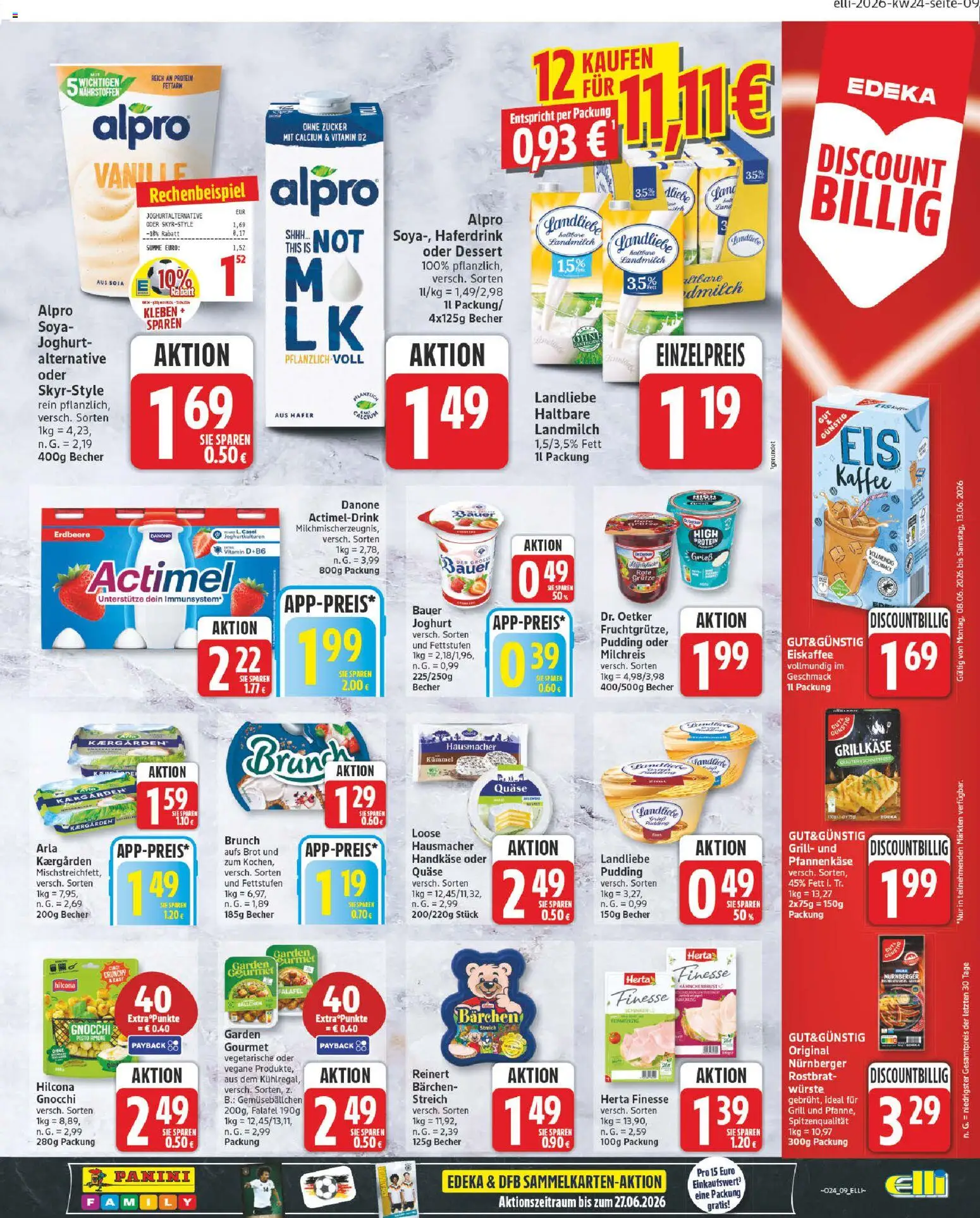 Elli Markt Prospekt Delbrück – gültig ab 08.06.2026 | Seite: 9 | Produkte: Actimel, Joghurt, Haferdrink, Zucker