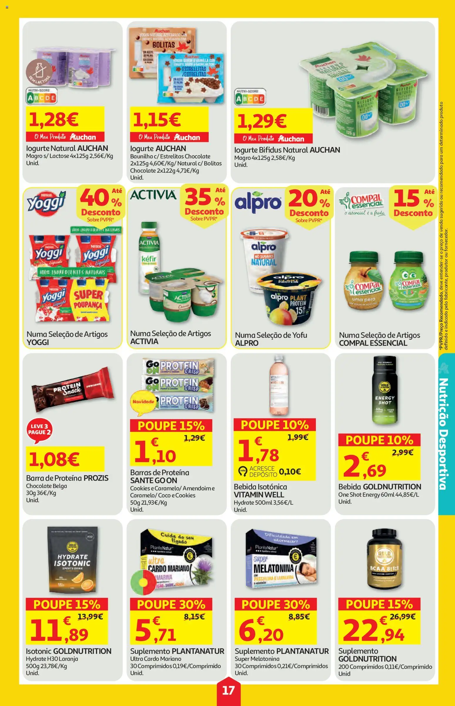 Auchan folheto │ válido de 25/06/2026 | Página: 17 | Produtos: Barra de proteína, Chocolate, Melatonina, Bebida