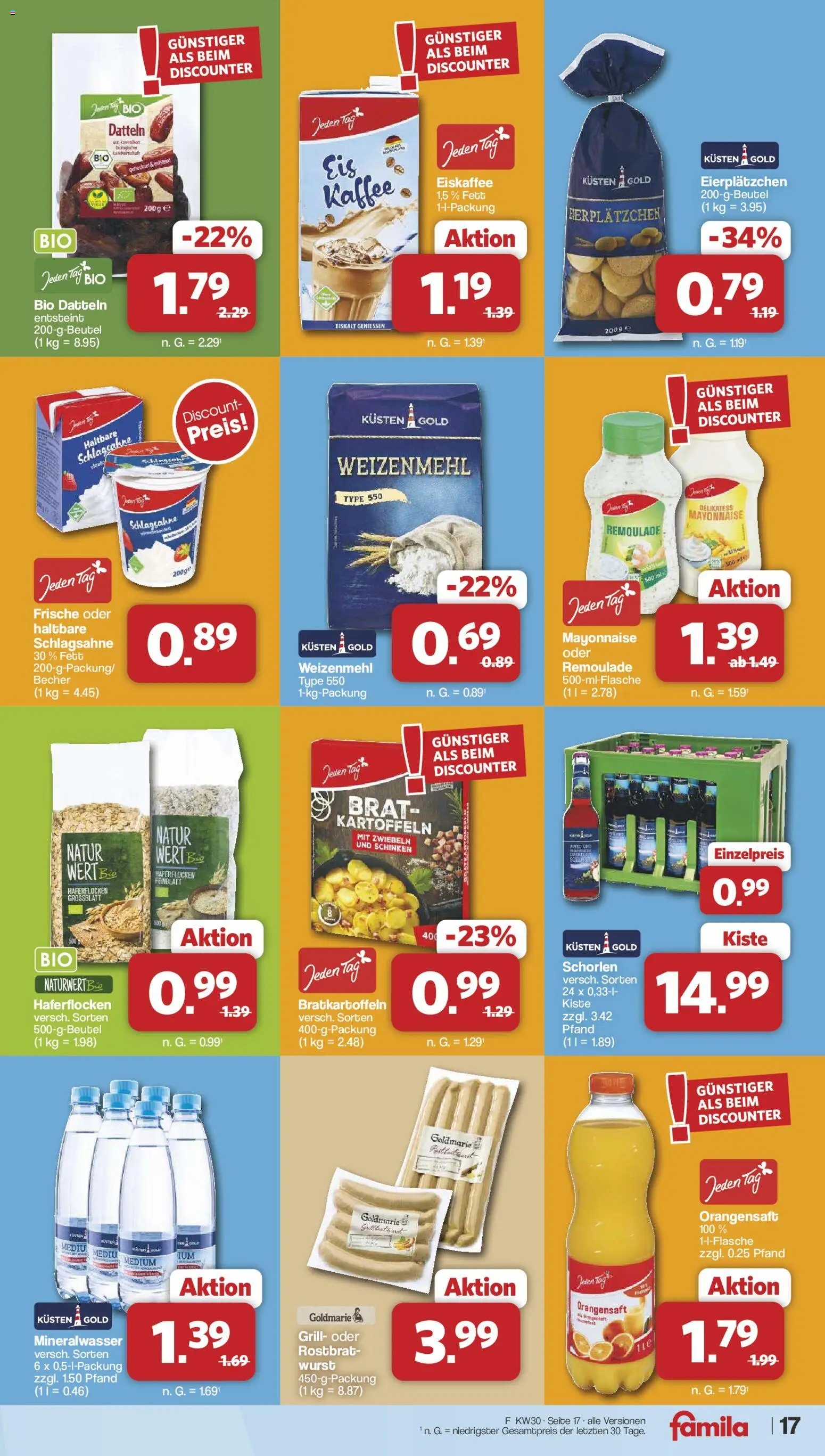 Famila Nordwest Prospekt – gültig ab 20.07.2026 | Seite: 17 | Produkte: Kaffee, Mineralwasser, Kartoffeln, Wurst