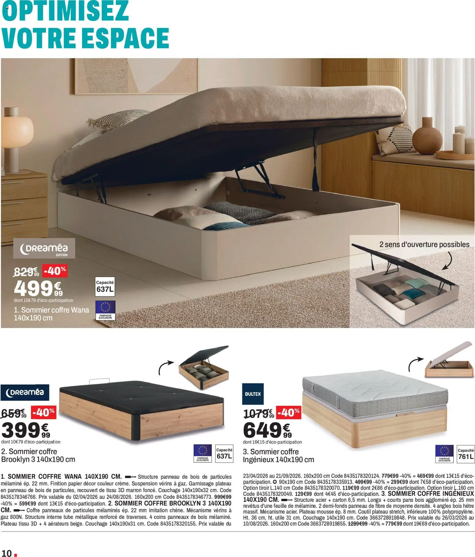{H1} | Page: 10 | Produits: Plateau, Mousse, Suspension, Sommier