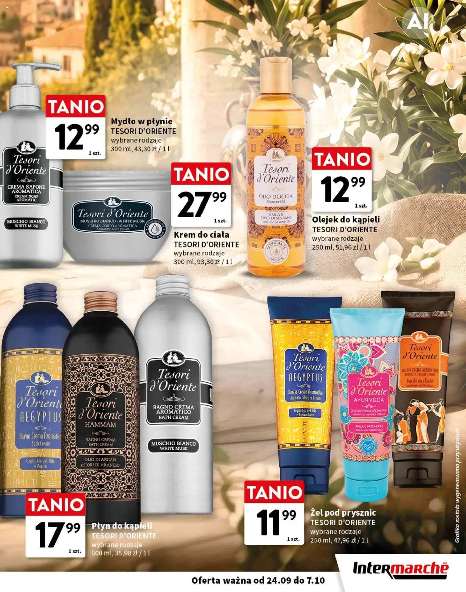 Intermarche gazetka - Pamiętamy o bliskich od 24.09.2026 | Strona: 21 | Produkty: Tesori d'oriente, Mydło w płynie, Krem do ciała, Krem