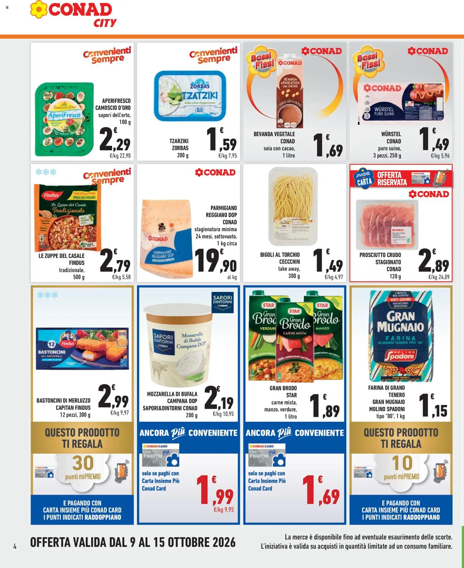 Volantino Conad del 09/10/2026 | Pagina: 4 | Prodotti: Manzo, Verdure, Sale, Ingredienti