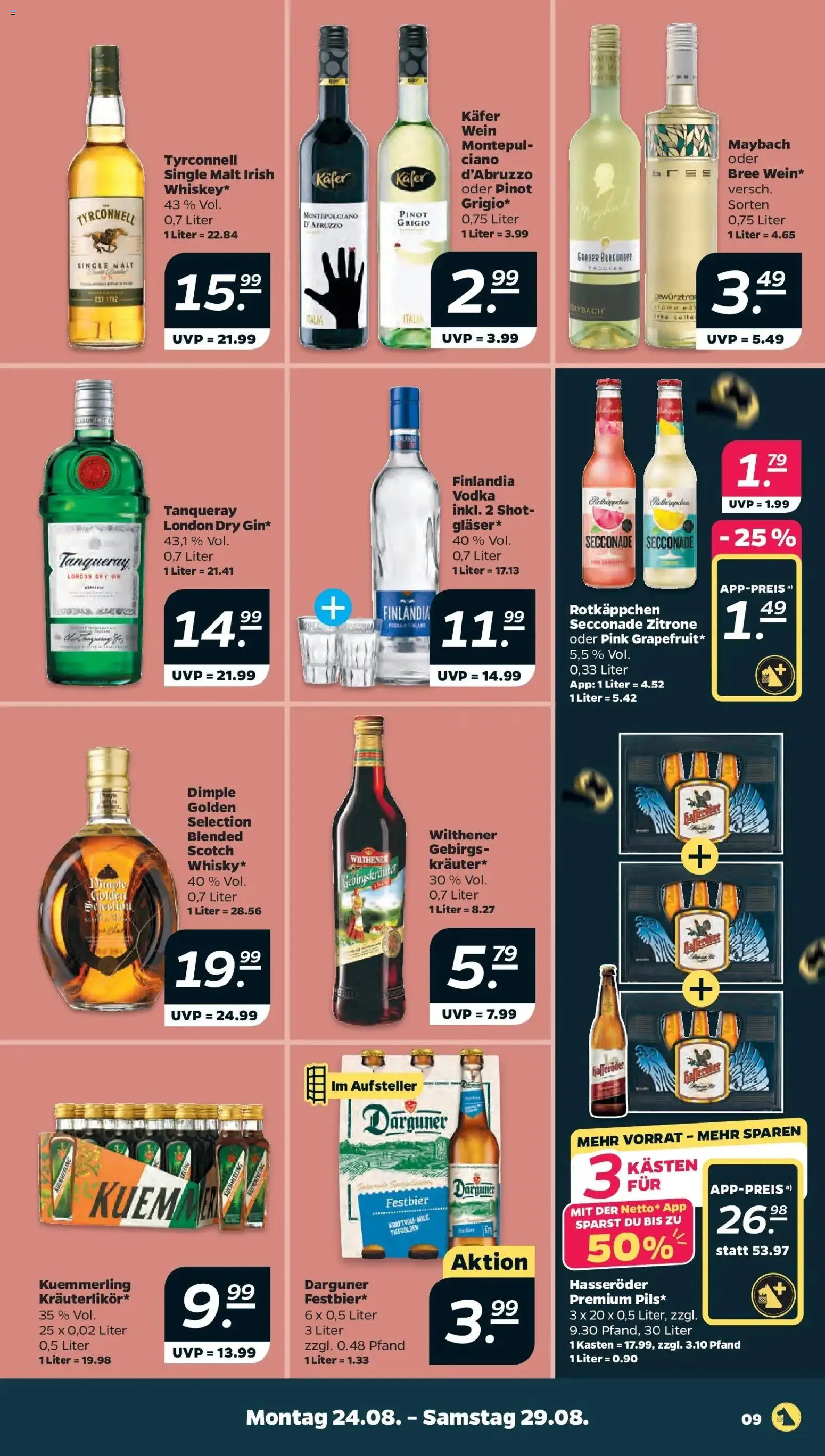 Netto Aktueller Prospekt ab 23.08.2026 → Angebote nächste Woche | Seite: 11 | Produkte: Wilthener, Kuemmerling, Vodka, Hasseröder