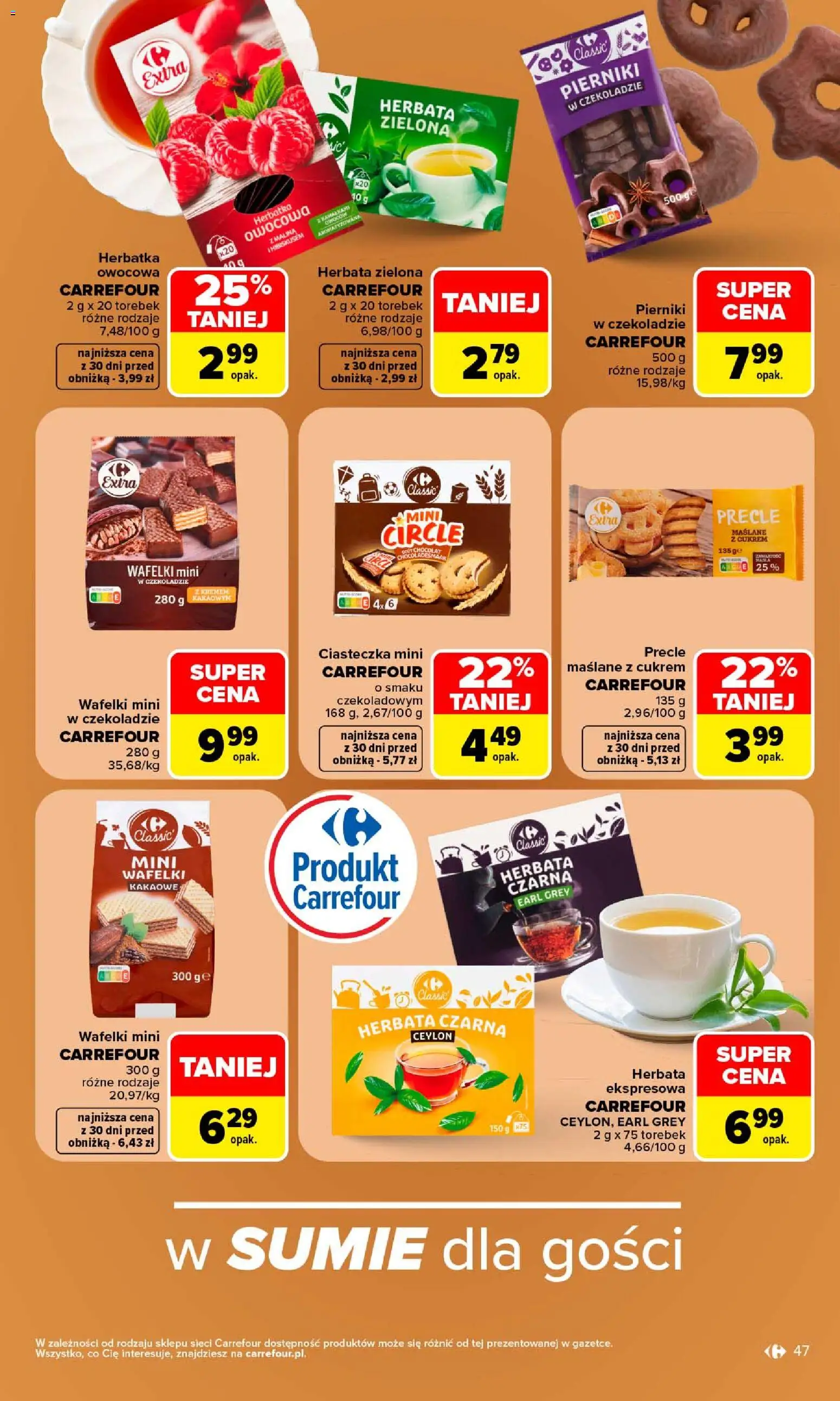 Carrefour gazetka od 21.09.2026 | Strona: 49 | Produkty: Herbata zielona, Pierniki w czekoladzie, Wafelki, Herbata