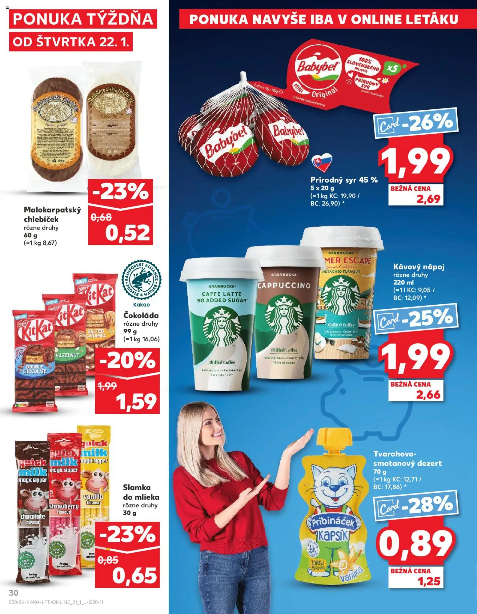 Nové Kaufland akcie – leták je platný od 22.01.2026 | Strana: 30 | Produkty: Syr, Čokoláda, Vanilka, Kakao