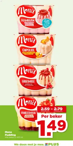Mona FRAMBOZEN, Frambozensmaak pudding met rode bessensaus - Voorbeeld van een folder van Plus, geldig van 06.05.2026 | Pagina: 33