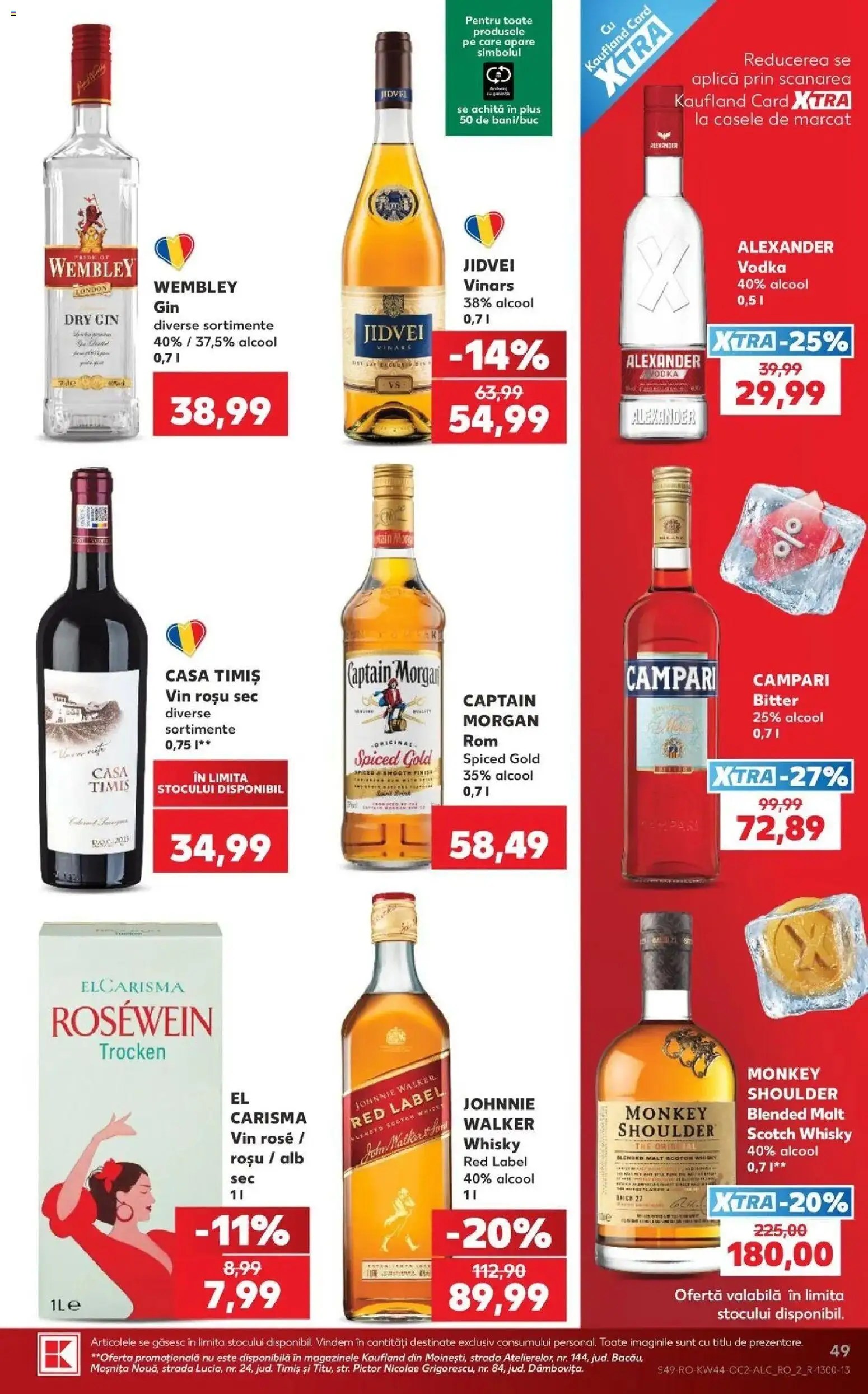 Kaufland Satu Mare 28.10.2026 - Revista si Oferta | Pagină: 49 | Produse: Vin rosu, Campari, Scotch Whisky, Gin
