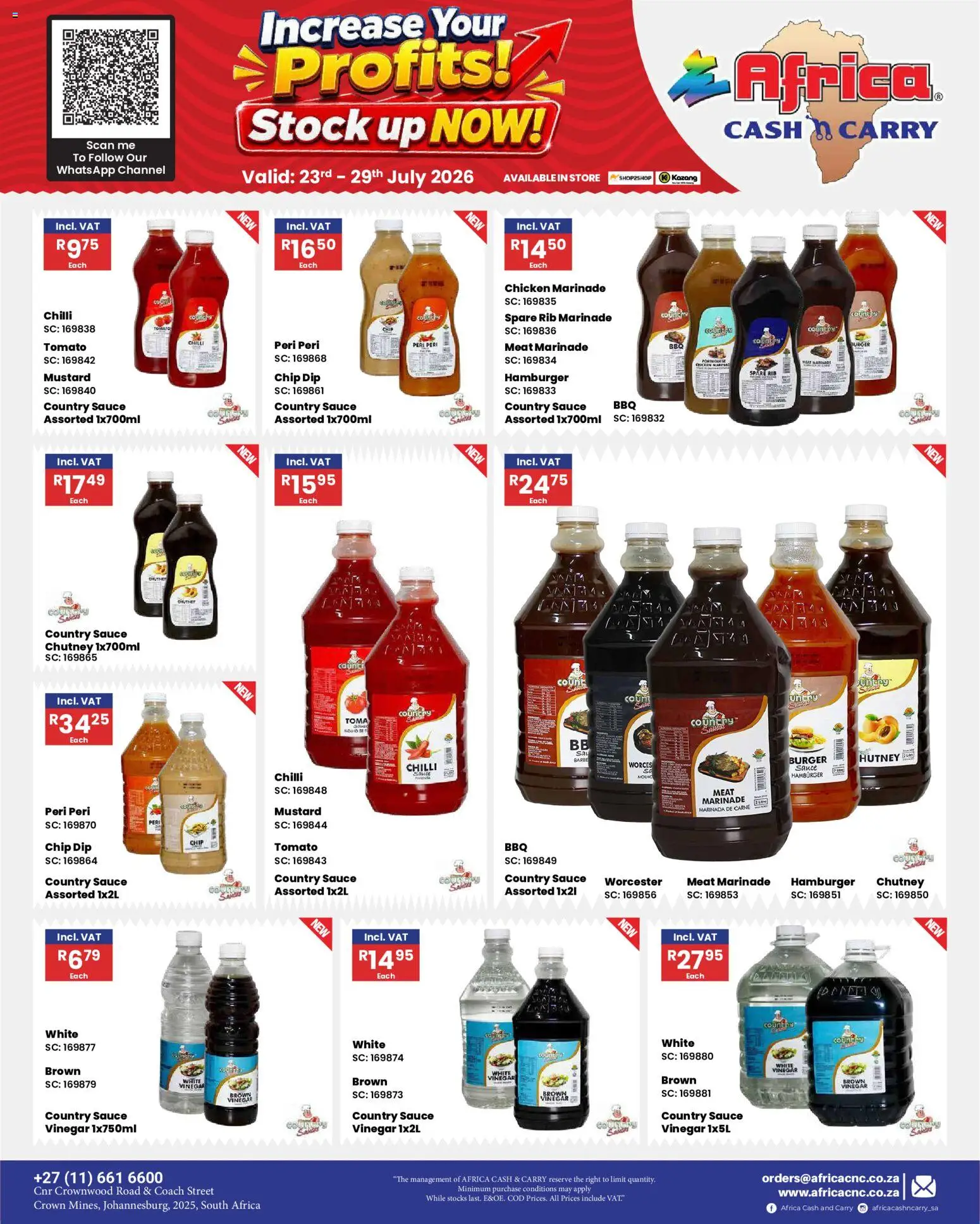 New Africa Cash & Carry catalogue – valid from 23/07/2026 | Page: 31 | Products: Chutney, Vinegar, Mustard, Sauce