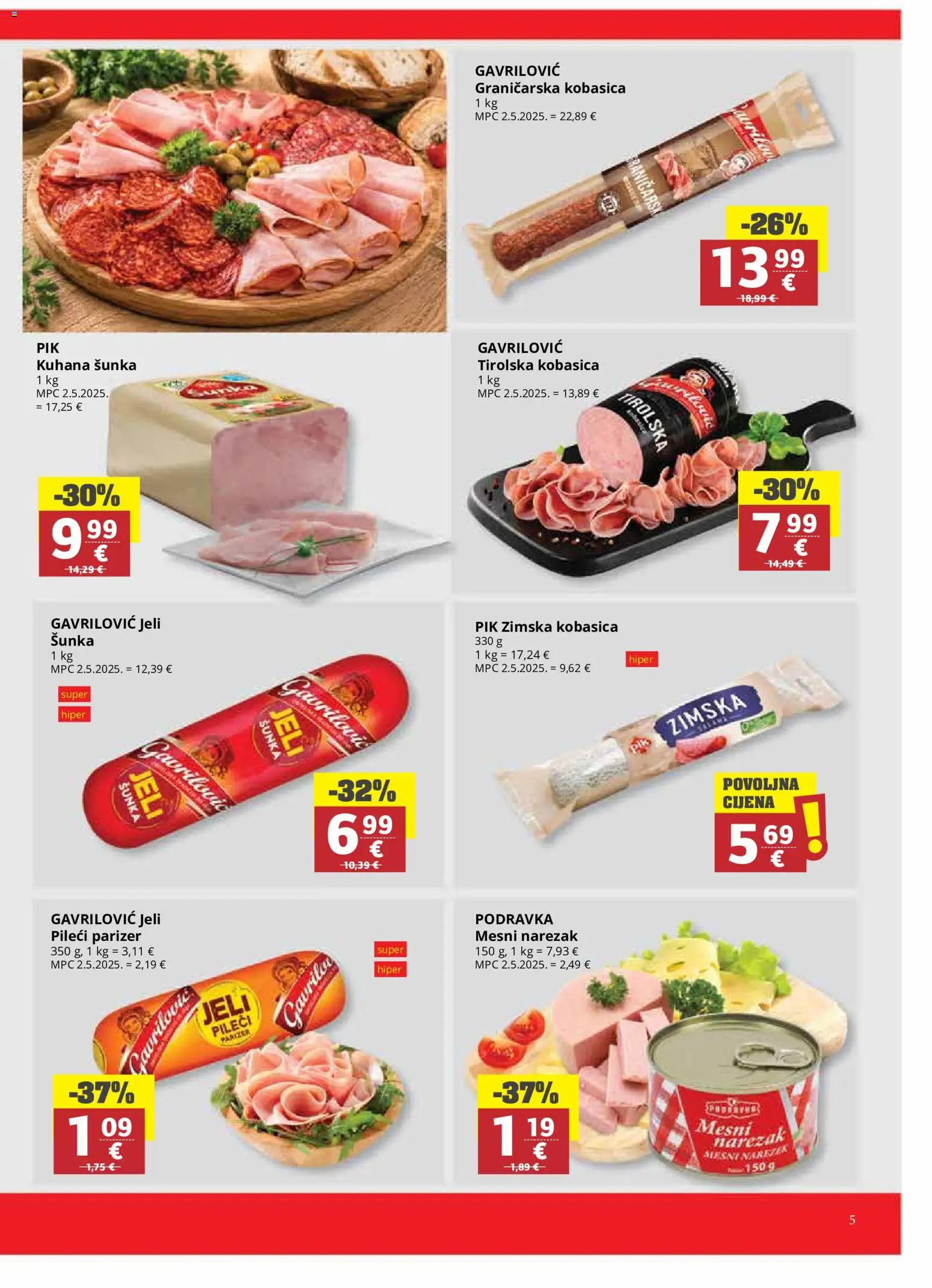 Ribola katalog | vrijedi od 10.06.2026 | Stranica: 5 | Proizvodi: Šunka, Podravka, Narezak, Parizer