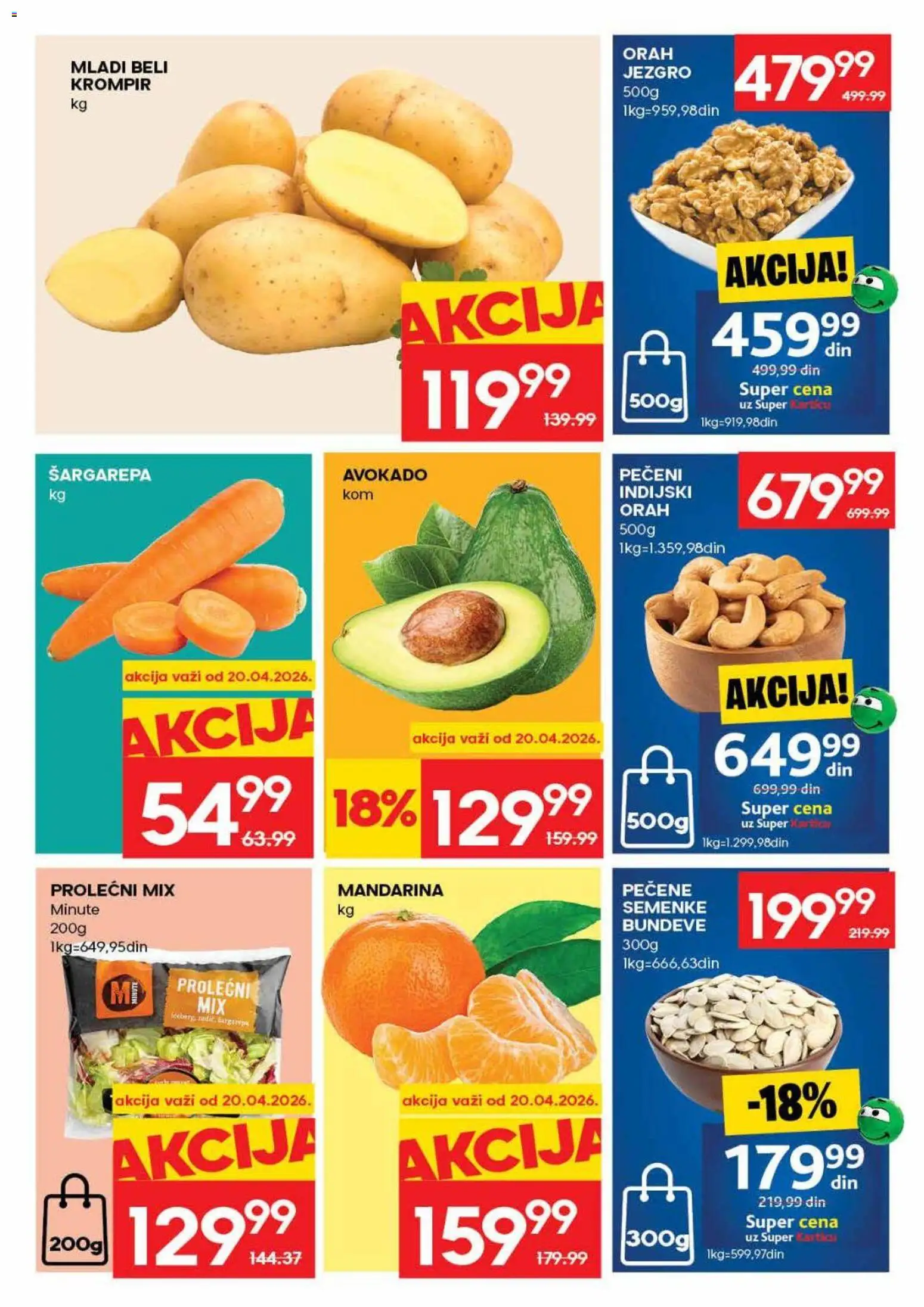 Idea katalog - važi od 16.04.2026 | Strana: 3 | Proizvode: Mandarina, Indijski orah, Krompir, Avokado