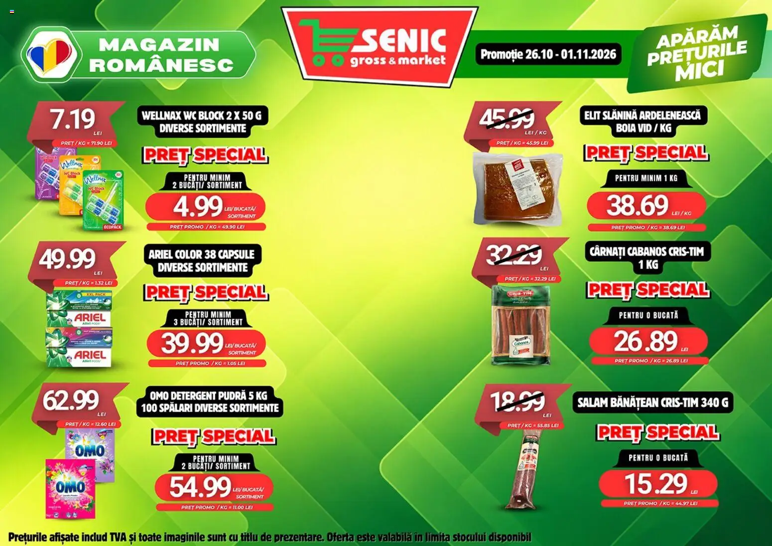 Noul catalog Senic – valabil de la 26.10.2026 | Pagină: 5 | Produse: Slanina, Pudră, Cabanos, Salam