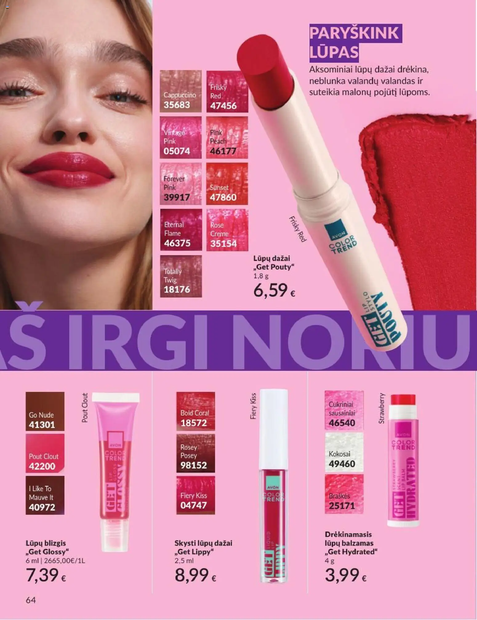 AVON akcijos nuo 2026.08.01 | Puslapis: 64 | Prekių: Balzamas, Sausainiai, Braškės