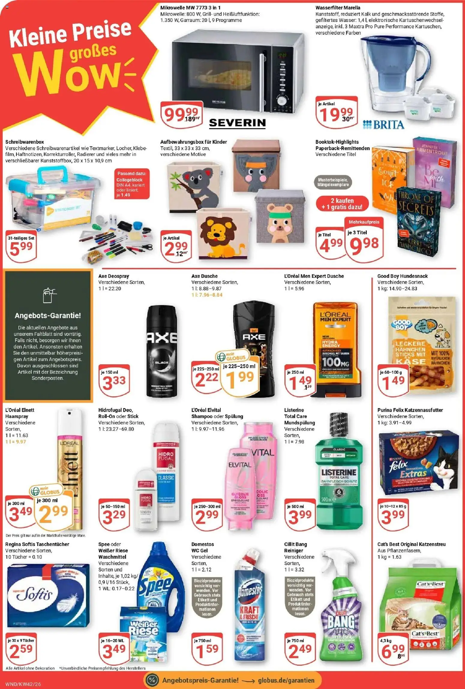 Globus Prospekt St. Wendel (ab 12.10.2026) » Angebote online | Seite: 6 | Produkte: Mikrowelle, Taschentücher, Haarspray, Wasser