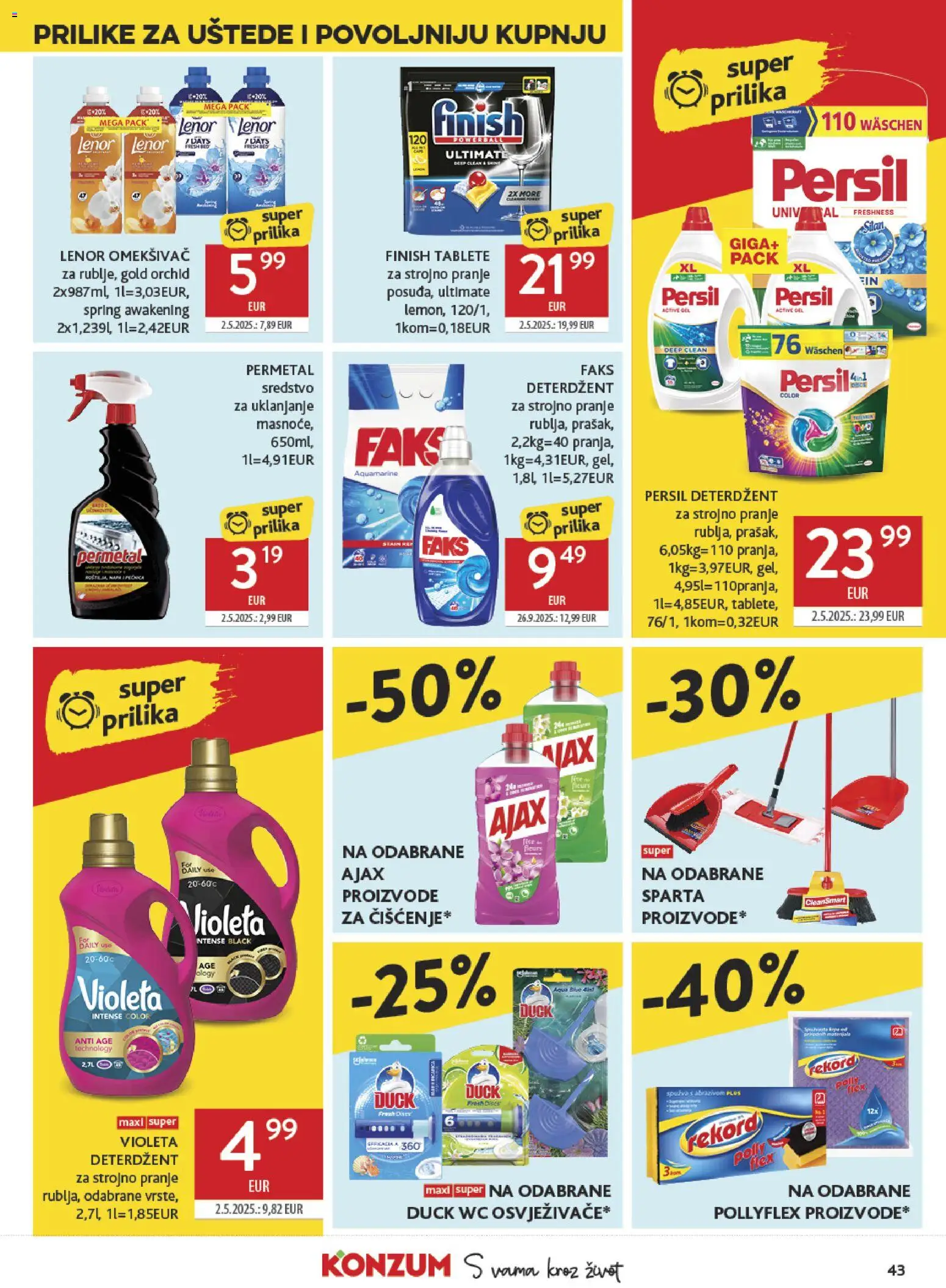 Konzum HR akciós ujság - amely érvényes a következő dátumtól: 2026.09.23. | Oldal: 43 | Termékek: Persil, Lenor, Silan, Finish
