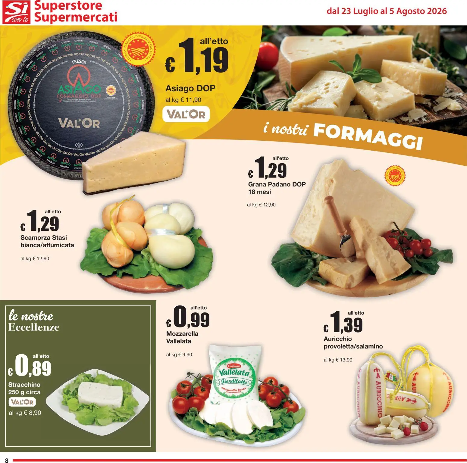 Volantino Sì con Te del 23/07/2026 | Pagina: 8 | Prodotti: Tè, Formaggio, Grana Padano, Stracchino
