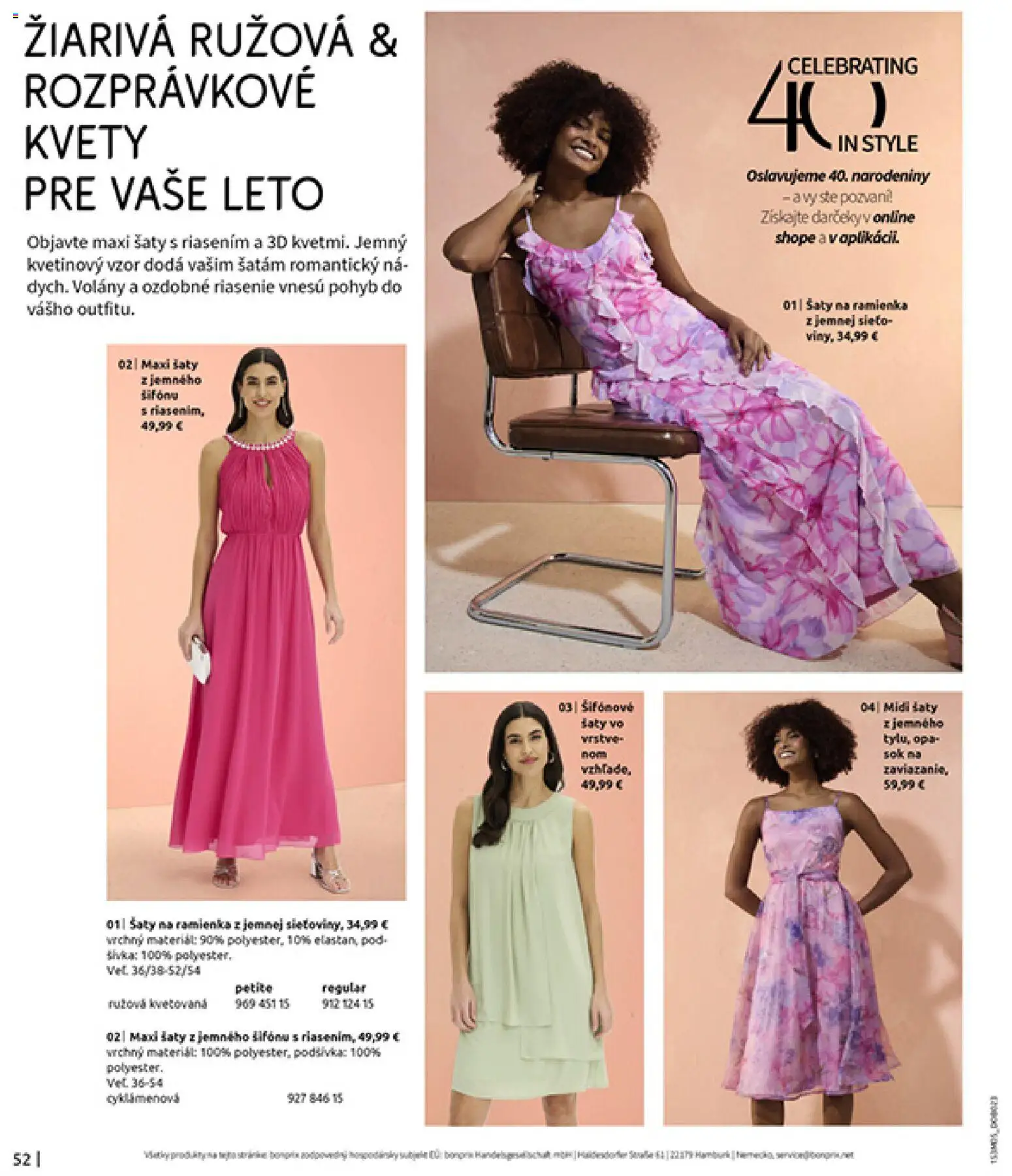 Nové Bonprix akcie – leták je platný od 05.05.2026 | Strana: 54 | Produkty: Šaty, Kvety