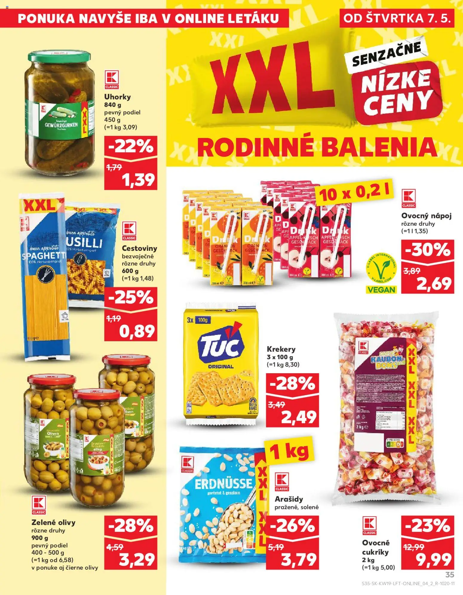 Nové Kaufland akcie – leták je platný od 07.05.2026 | Strana: 35 | Produkty: Cestoviny, Cukríky, Arašidy, Uhorky