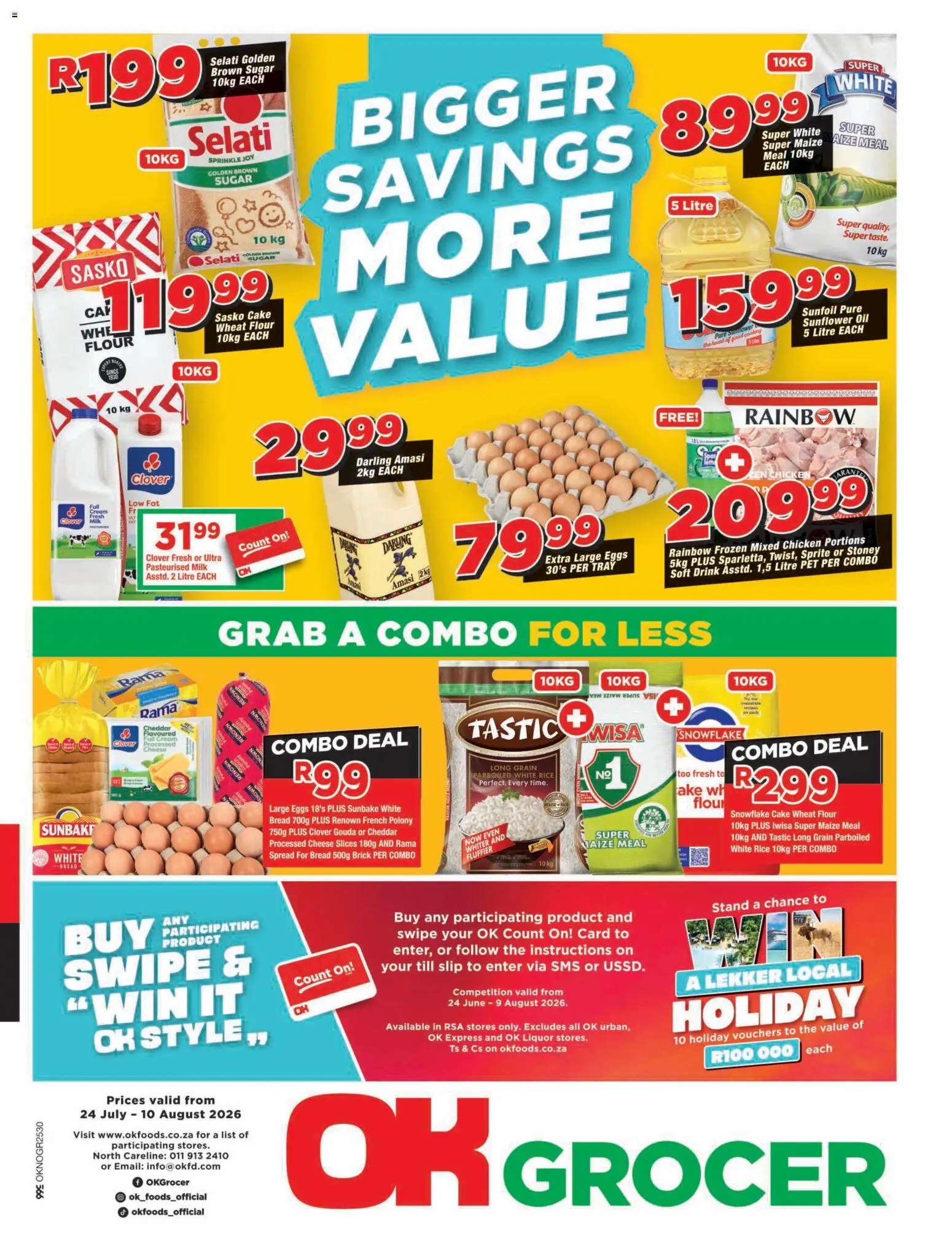 New OK Foods catalogue – valid from 24/07/2026 | Page: 1 | Products: Cake, Tray, Bread, Stoney
