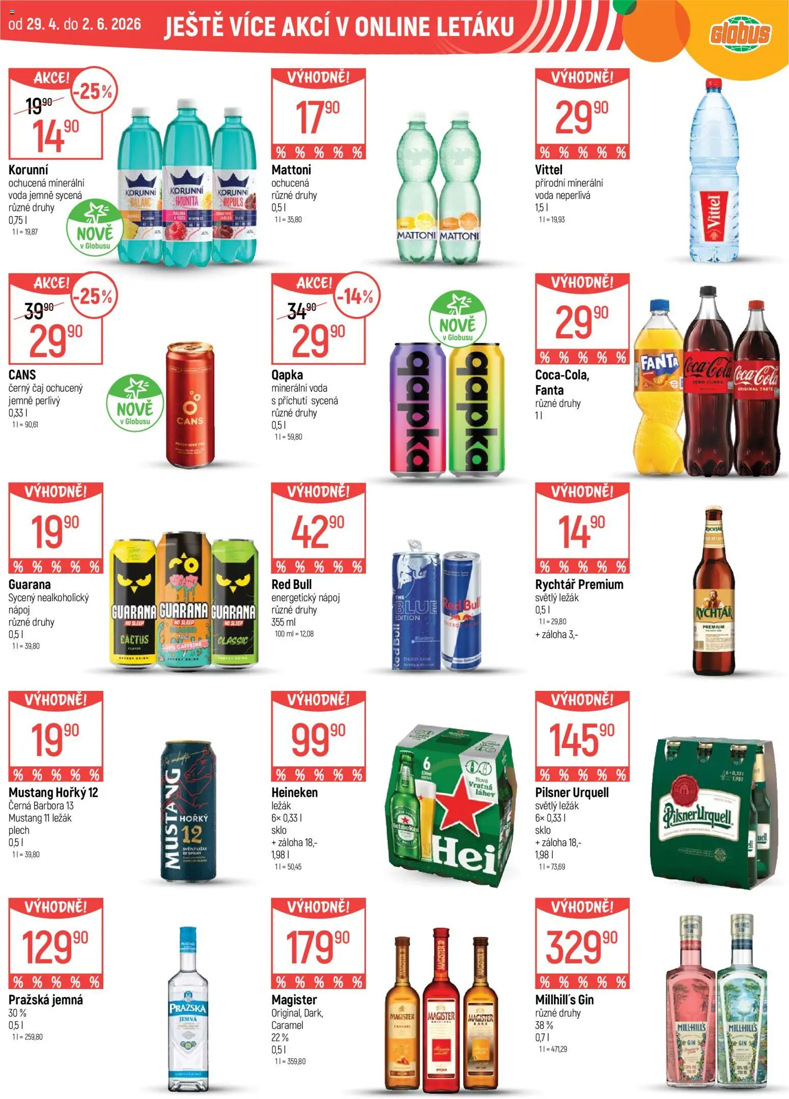Globus leták - Praha-Štěrboholy od 06.05.2026 | Strana: 38 | Produkty: Voda, Globus, Fanta, Pilsner
