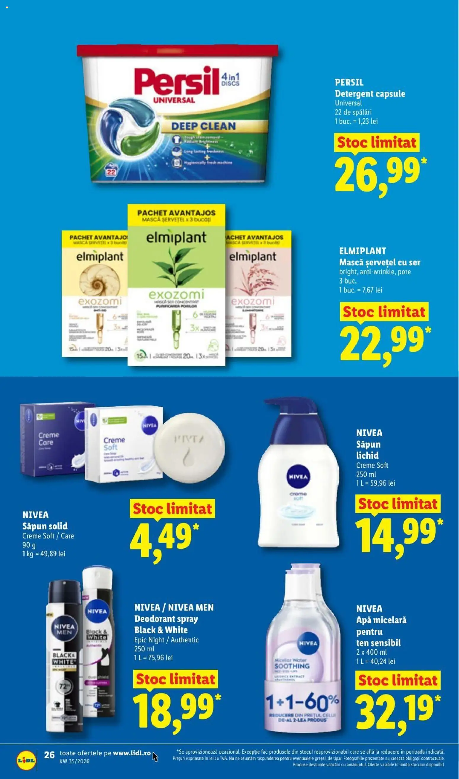 Noul catalog Lidl – valabil de la 24.08.2026 | Pagină: 26 | Produse: Nivea, Săpun solid, Deodorant, Apă