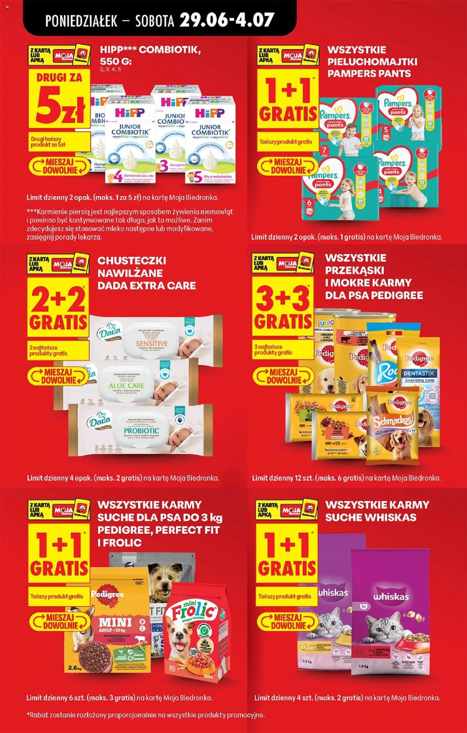 Biedronka gazetka od poniedziałku od 29.06.2026 | Strona: 25 | Produkty: Karta, Pampers, Pedigree, Mleko