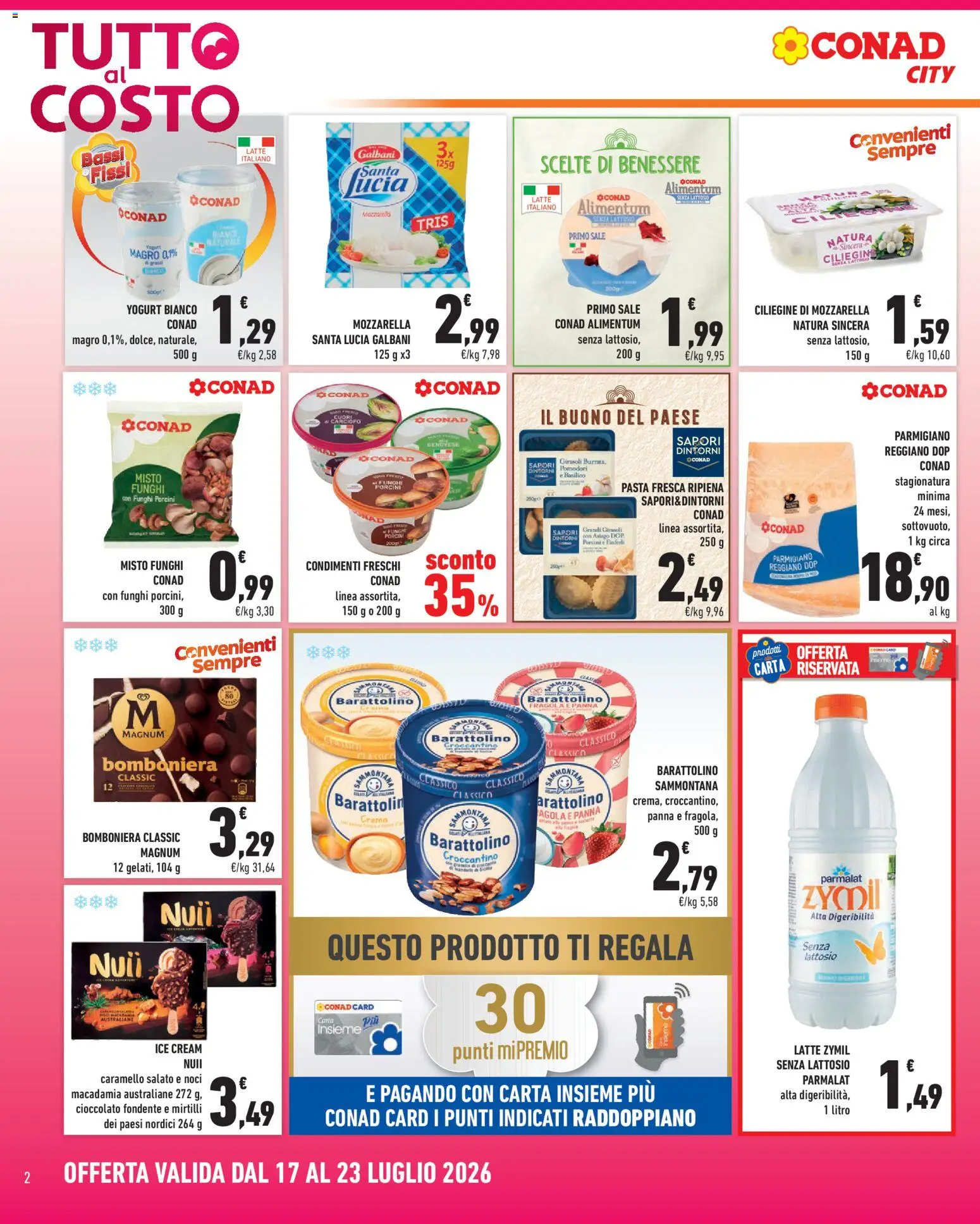 Volantino Conad del 17/07/2026 | Pagina: 2 | Prodotti: Crema, Sale, Mozzarella, Pasta
