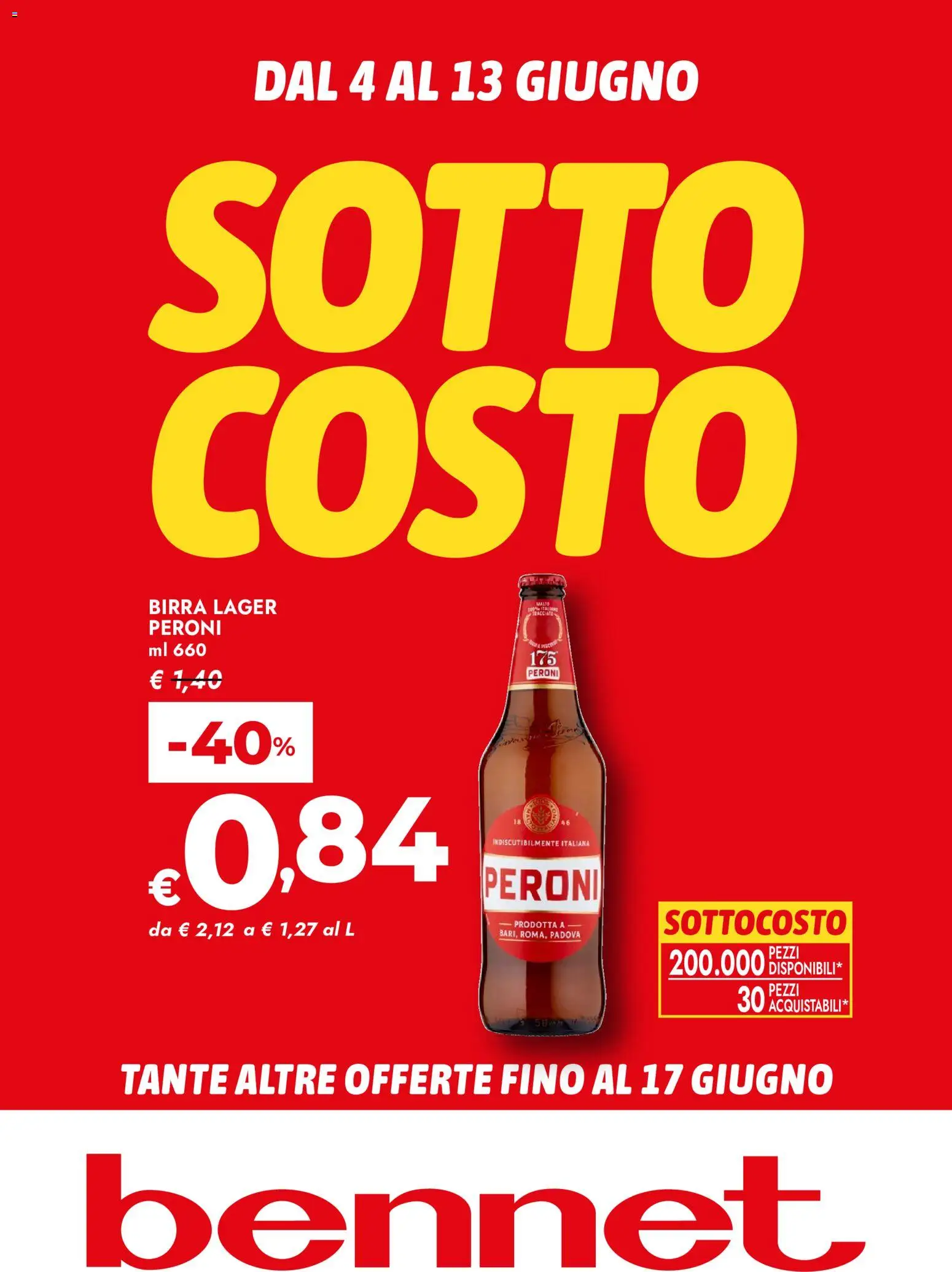 Volantino bennet del 04.06.2026 | Pagina: 1 | Prodotti: Birra