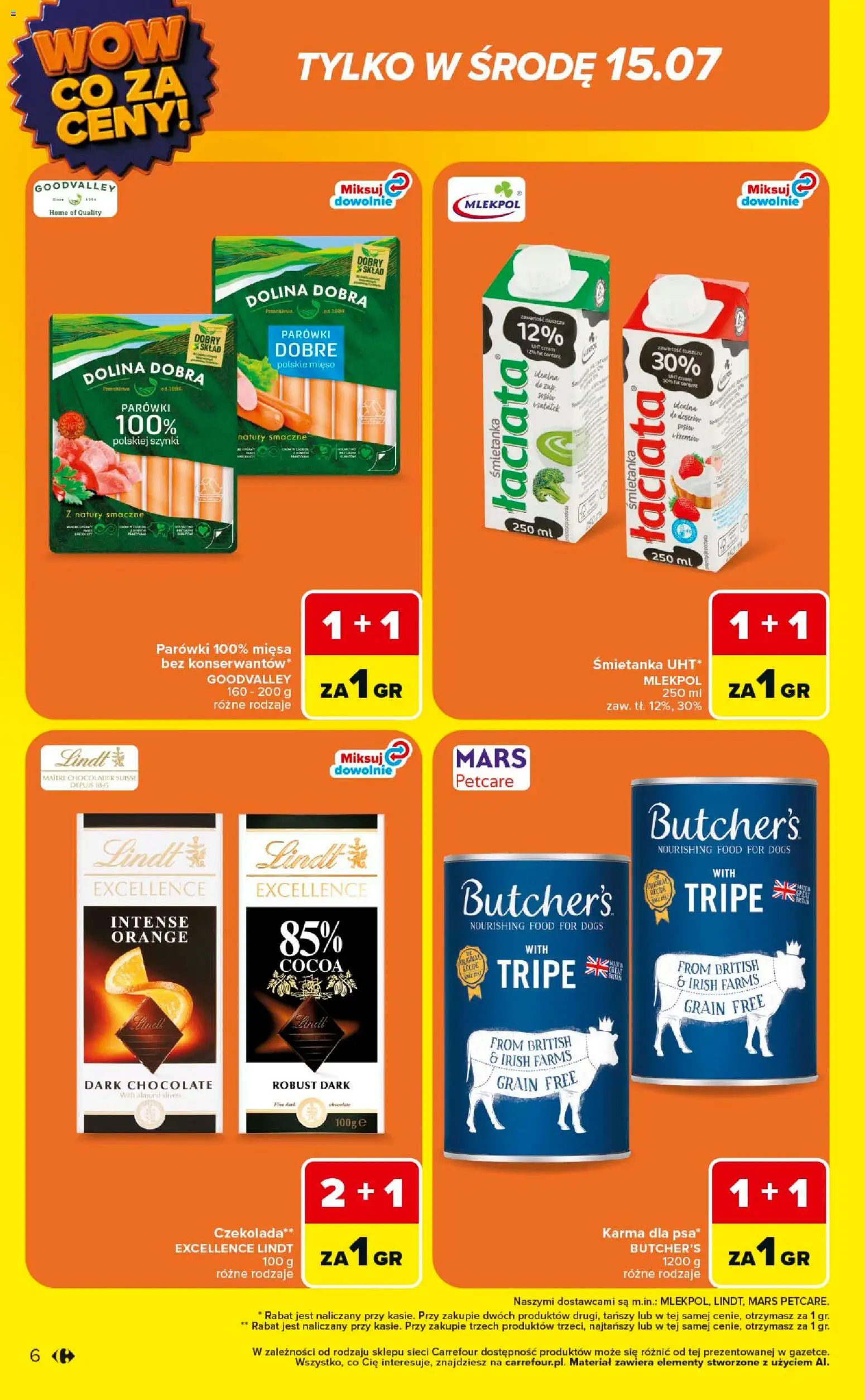 Carrefour gazetka - Wow co za ceny od 13.07.2026 | Strona: 6 | Produkty: Mięso, Parówki, Czekolada