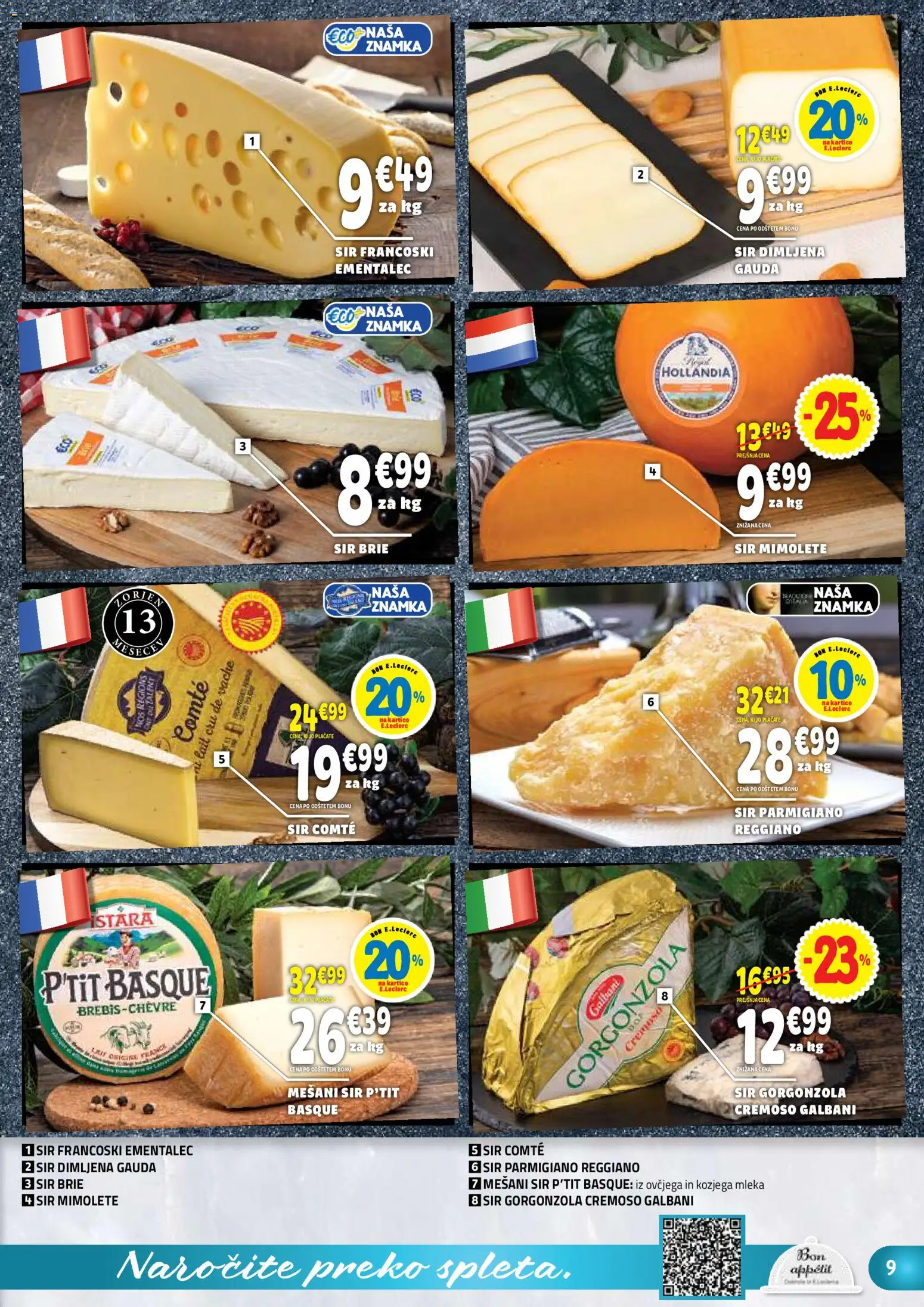 Novi E.leclerc katalog ponudbe – veljaven od 09.09.2026 | Stran: 9 | Izdelki: Gauda, Ementalec, Sir