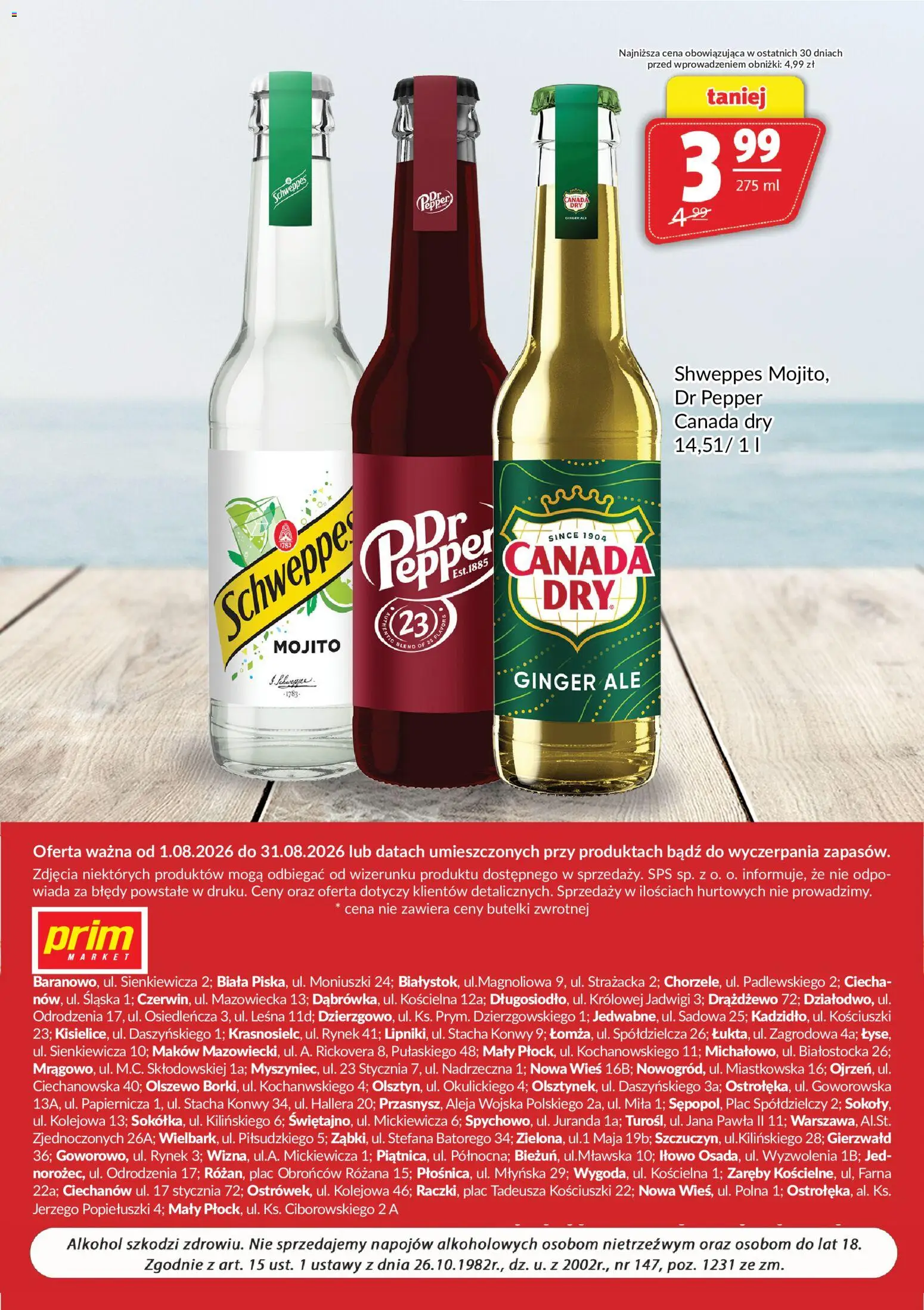 Prim Market gazetka - Oferta alkoholowa od 01.08.2026 | Strona: 12 | Produkty: Ginger Ale, Mojito, Alkohol