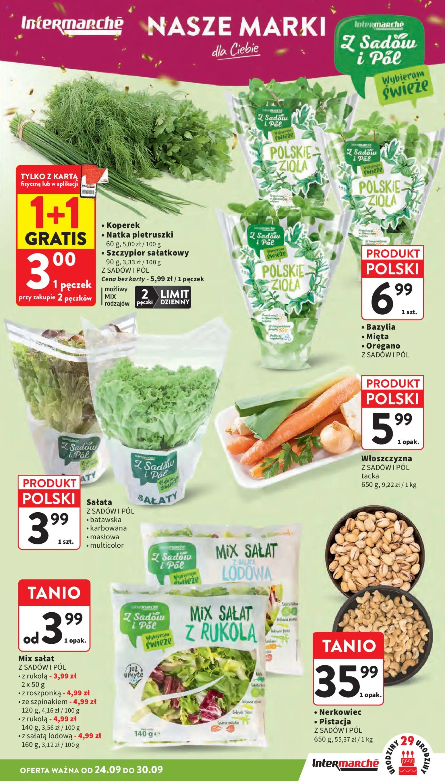 Intermarche gazetka od 24.09.2026 | Strona: 13 | Produkty: Rukola, Mięta, Bazylia, Natka pietruszki