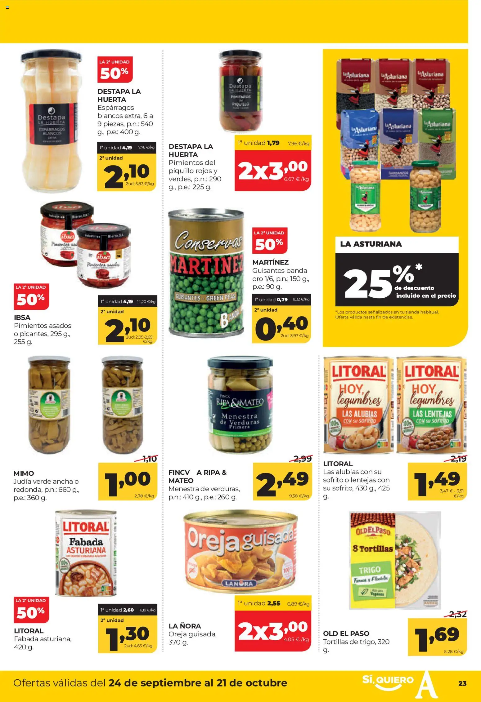 Alimerka folleto Asturias │ válido desde el 24/09/2026 | Página: 23 | Productos: Tortillas, Conservas, Lentejas, Legumbres