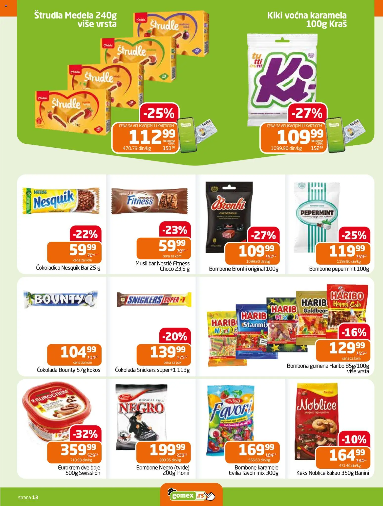 Gomex katalog - važi od 22.07.2026 | Strana: 13 | Proizvode: Keks, Eurocrem, Čokolada, Nesquik
