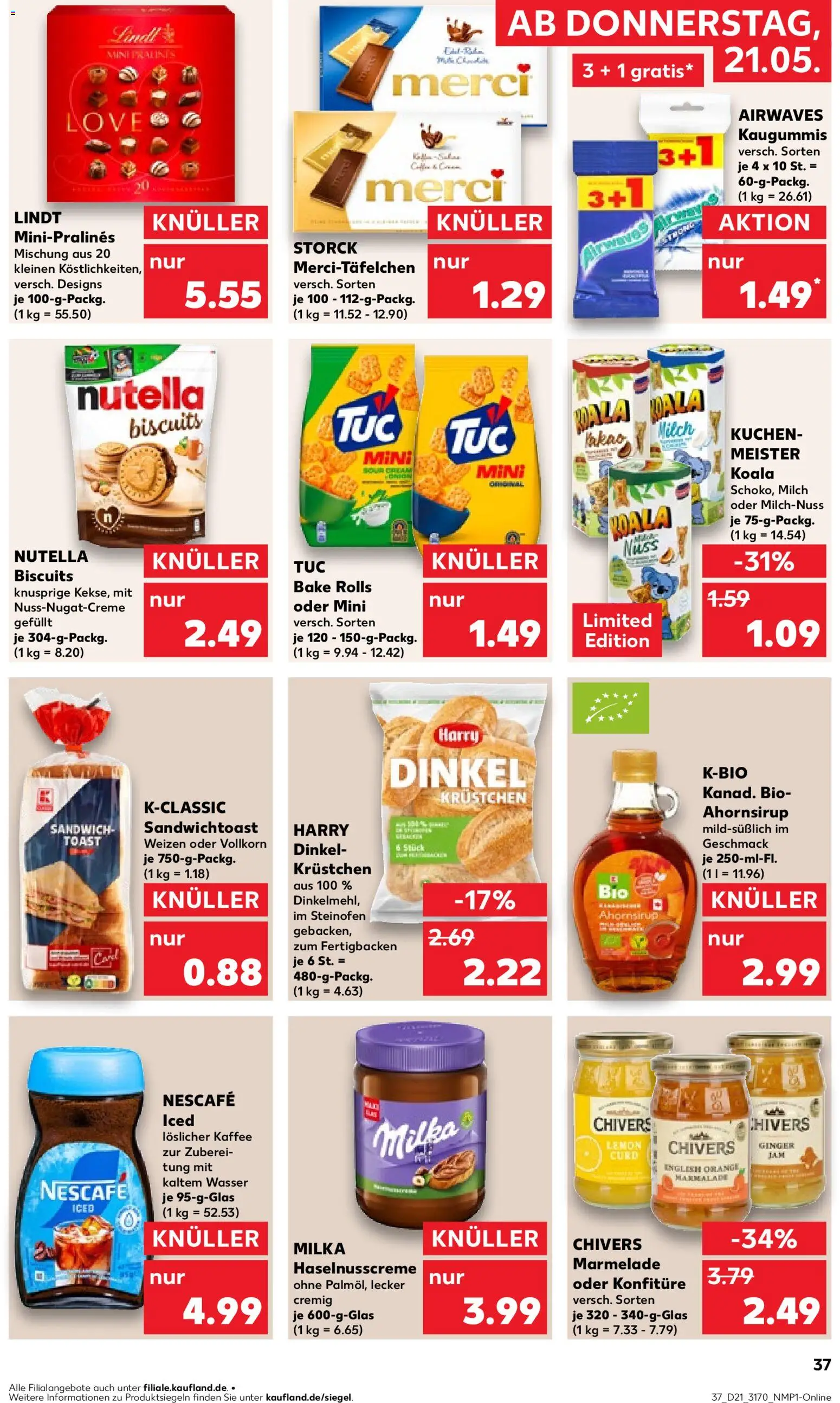 Kaufland Prospekt Rostock	 – gültig ab 21.05.2026 | Seite: 37 | Produkte: Merci, Nescafe, Milka, Kuchen