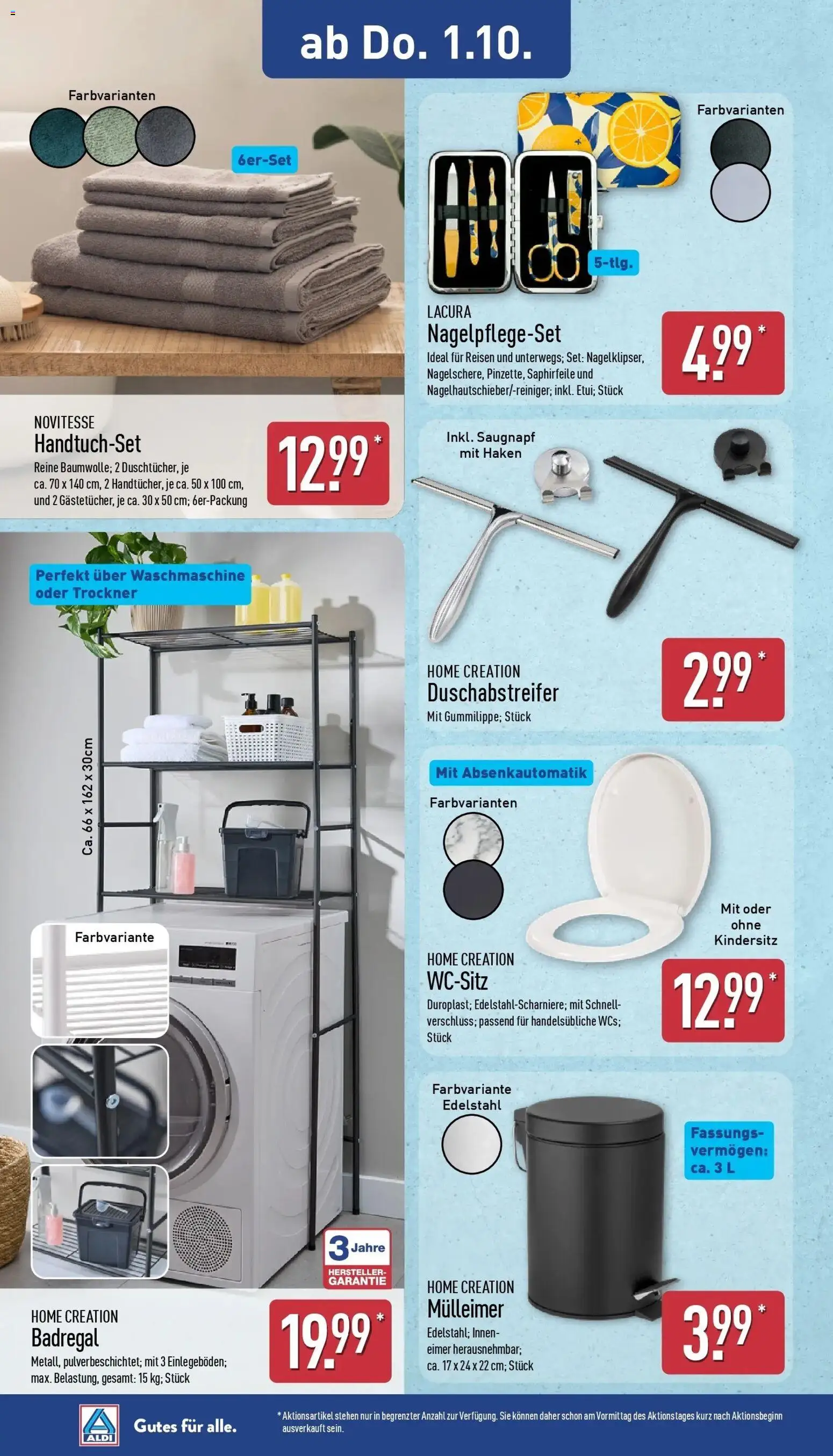Aldi Aktueller Prospekt (ab 28.09.2026) » Angebote Online | Seite: 26 | Produkte: Trockner, Waschmaschine, Badregal, Home creation
