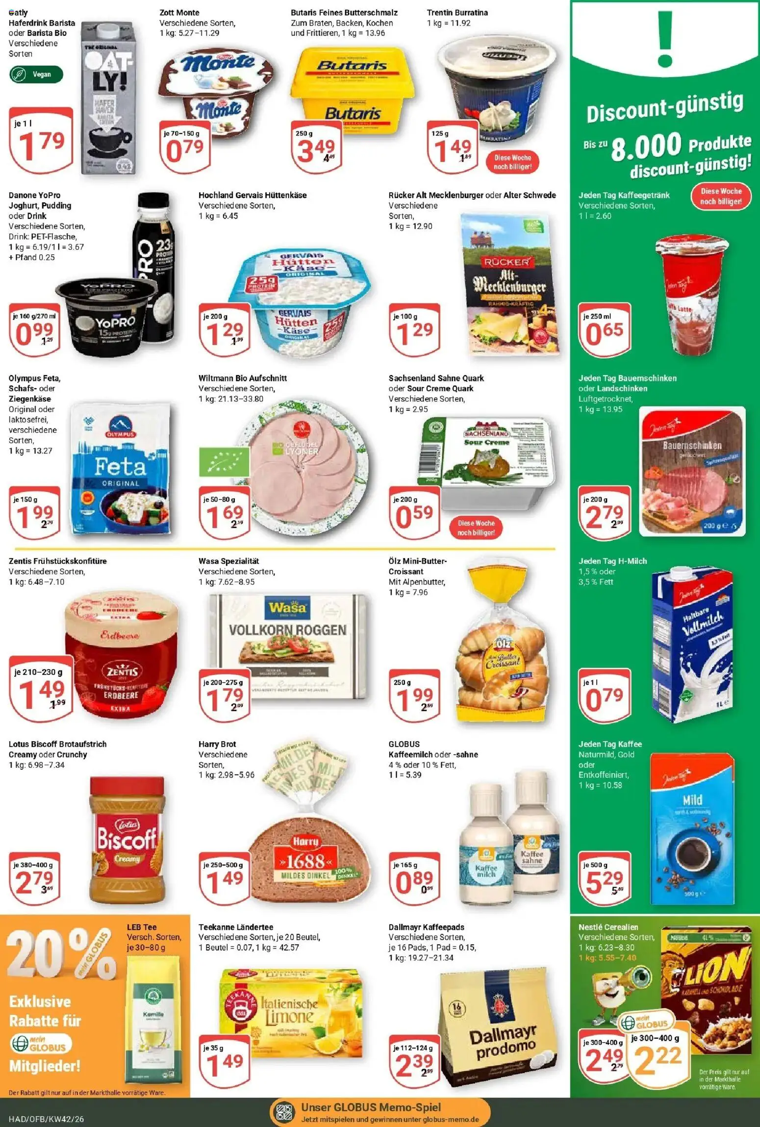 Globus Prospekt Halle (saale) (ab 12.10.2026) » Angebote online | Seite: 16 | Produkte: Quark, Ziegenkäse, Haferdrink, Brot