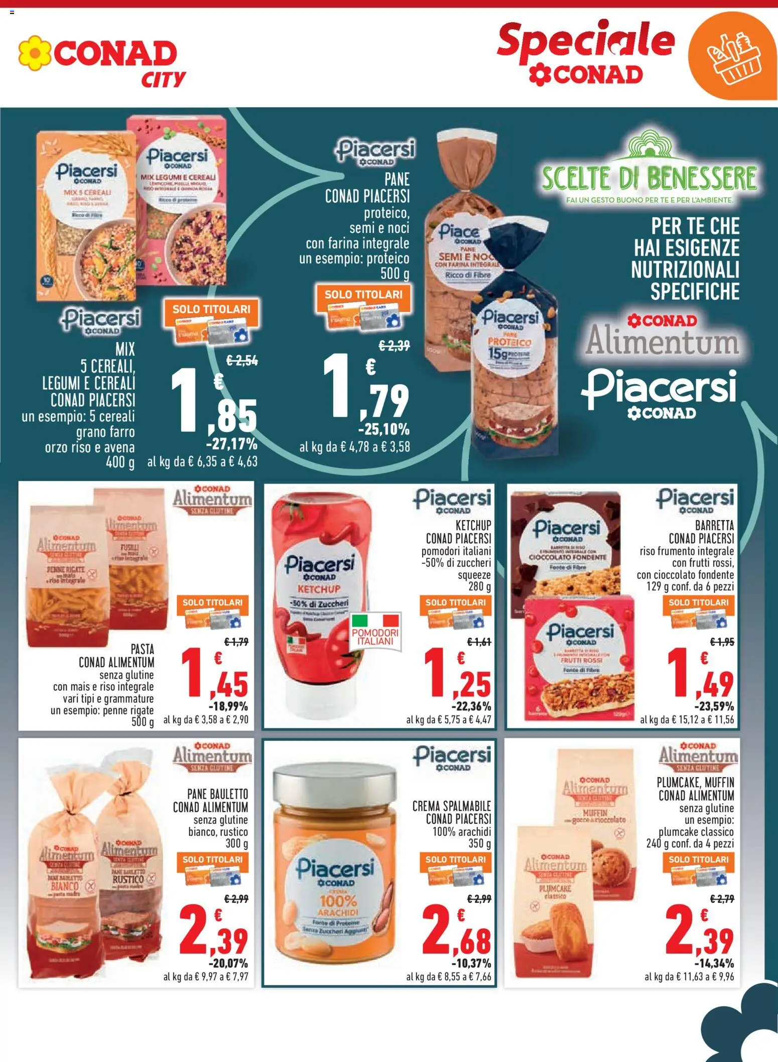 Volantino Conad del 13/08/2026 | Pagina: 13 | Prodotti: Cioccolato, Plumcake, Riso integrale, Farro