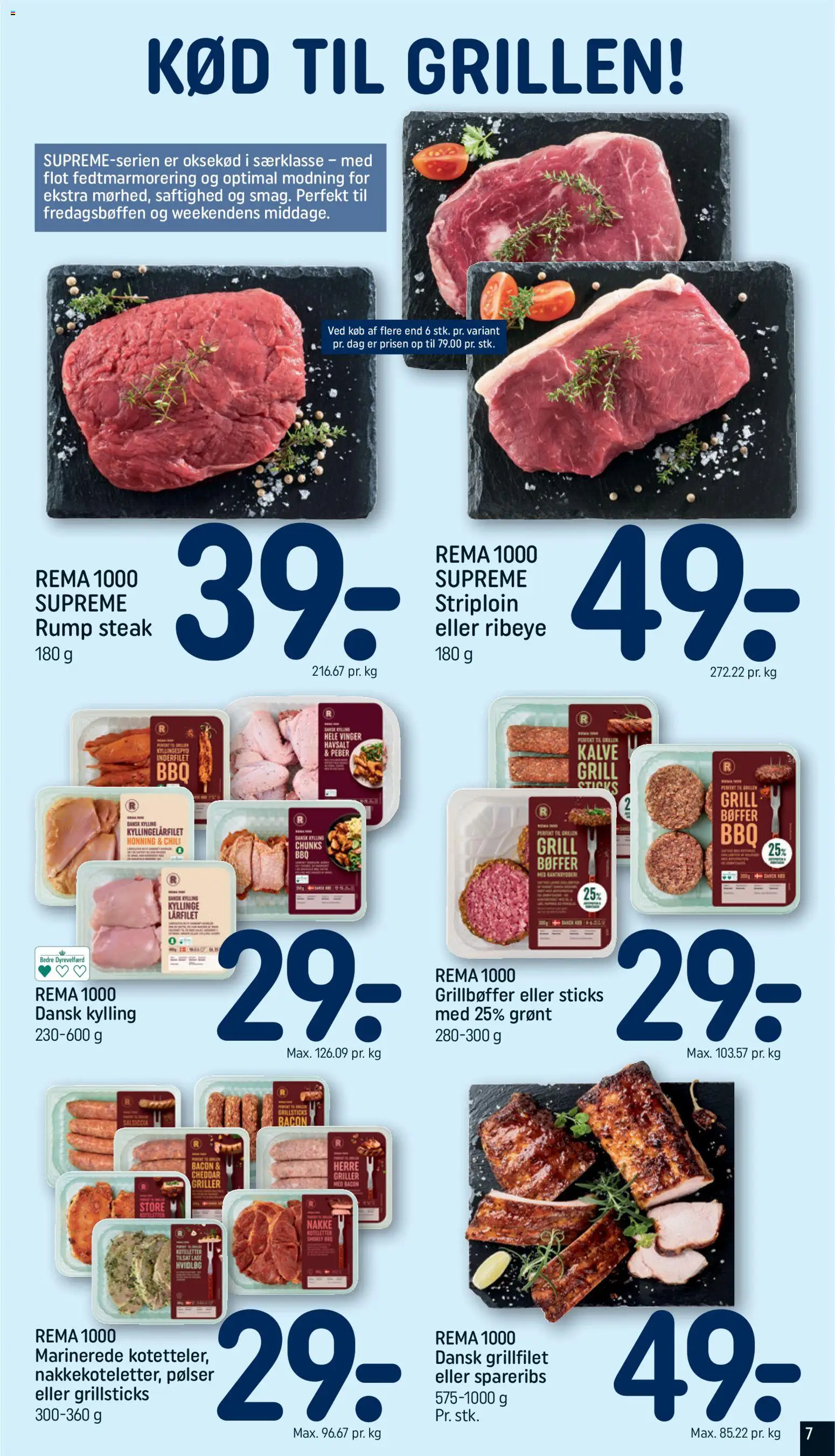 Rema 1000 tilbudsavis – gyldig fra 31.05.2026 | Side: 7 | Produkter: Bøffer, Oksekød, Spareribs, Honning