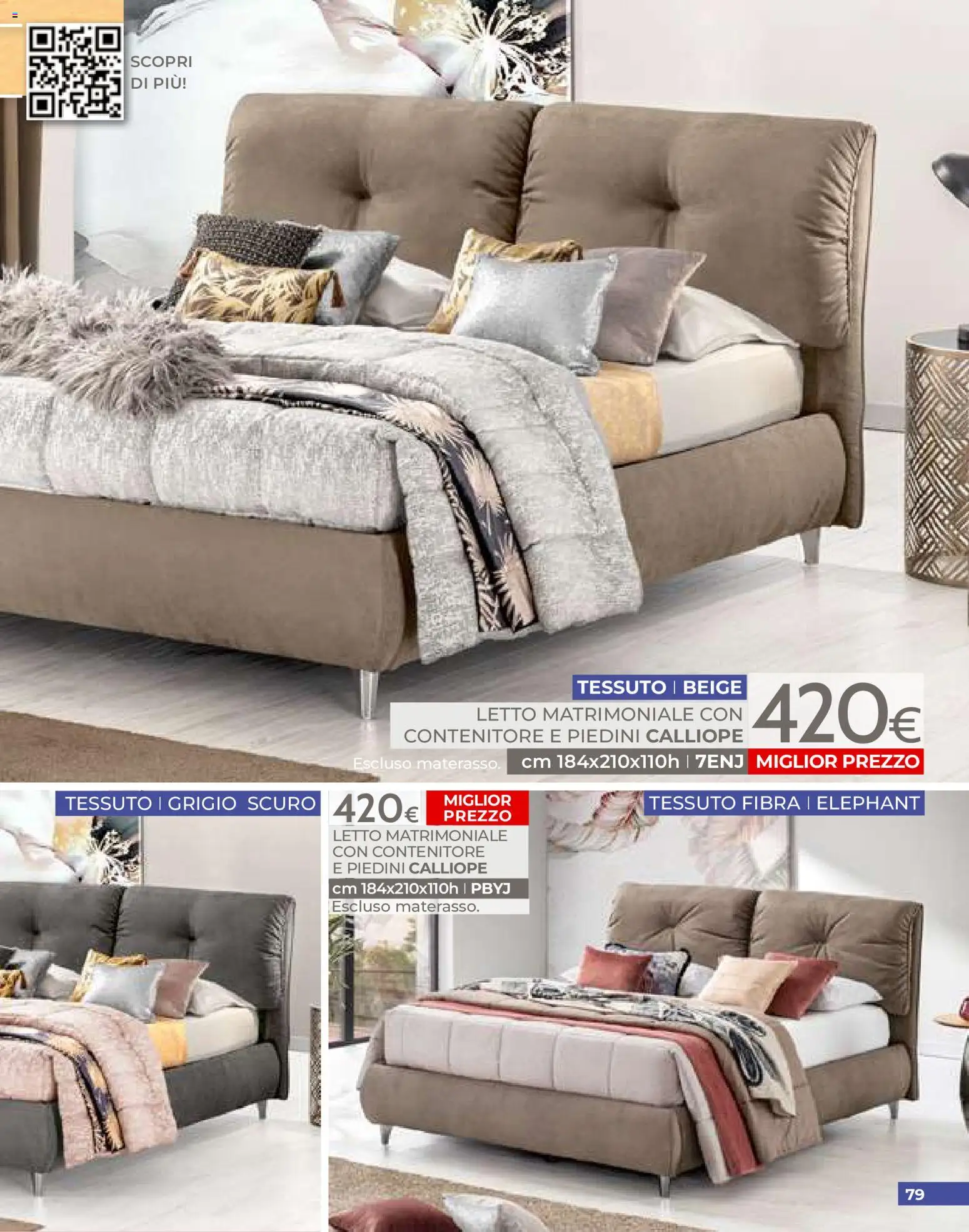 Volantino Mondo Convenienza del 01/07/2026 | Pagina: 79 | Prodotti: Letto matrimoniale, Contenitore, Letto, Materasso