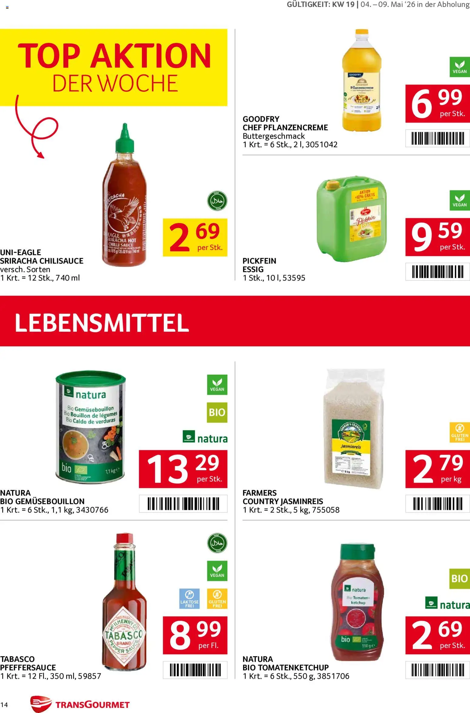 Transgourmet Flugblatt gültig ab 04.05.2026 | Seite: 14 | Produkte: Ketchup, Libacomb, Tomaten