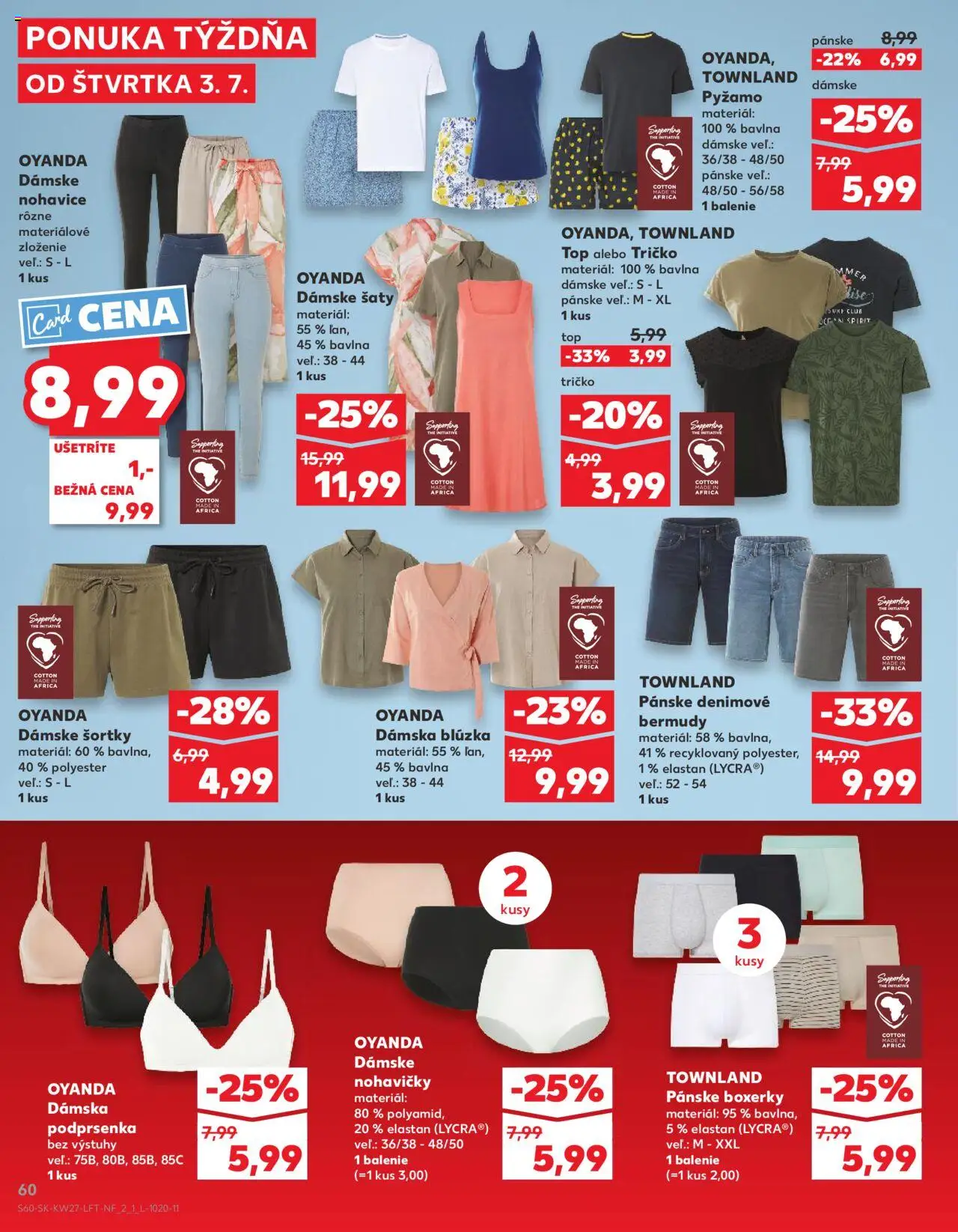 Nové Kaufland akcie – leták je platný od 03.07.2025 | Strana: 60 | Produkty: Šaty, Tričko, Nohavice, Pyžamo