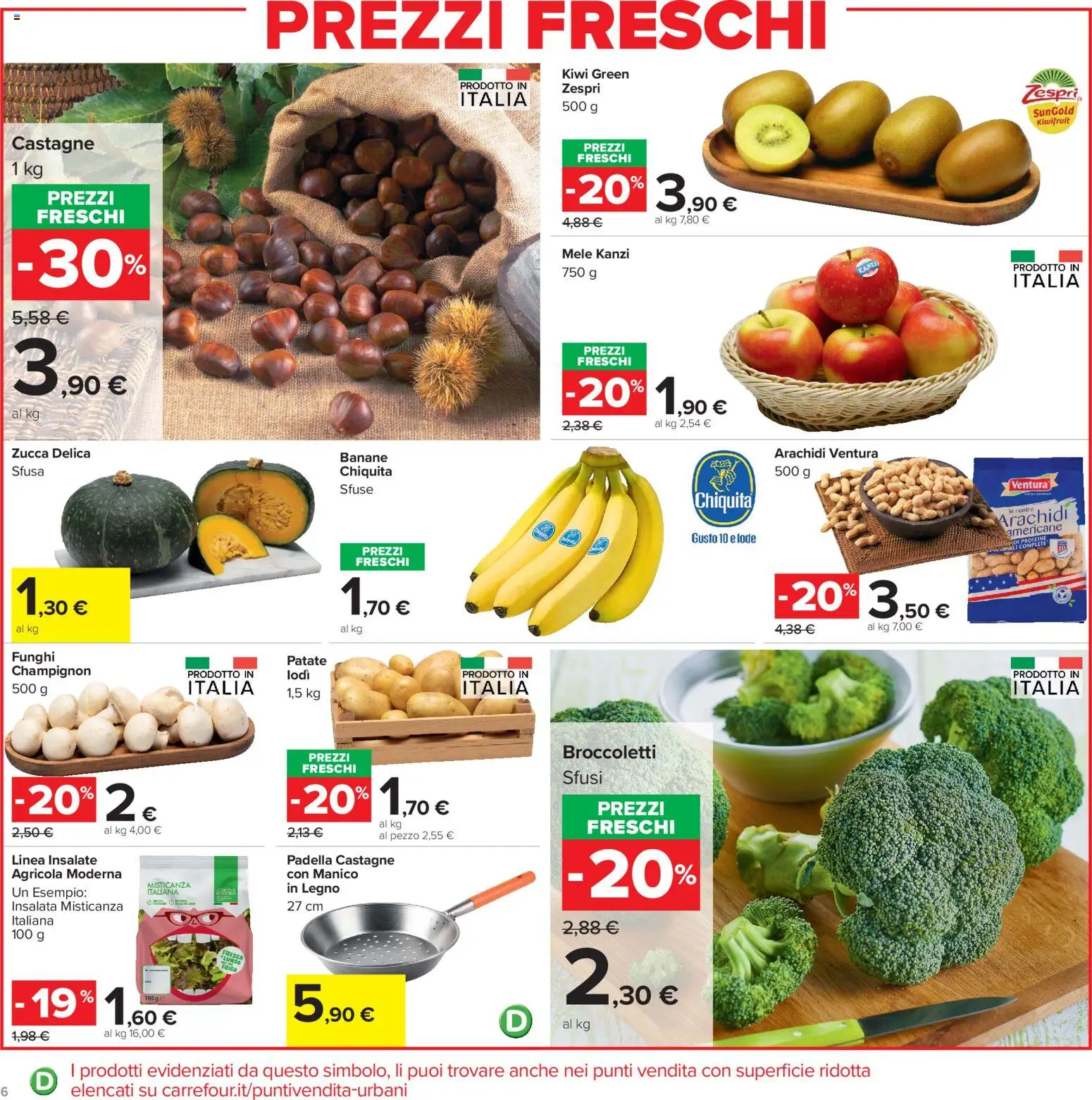 Volantino Carrefour del 23/10/2026 | Pagina: 6 | Prodotti: Misticanza, Mele, Broccoletti, Padella