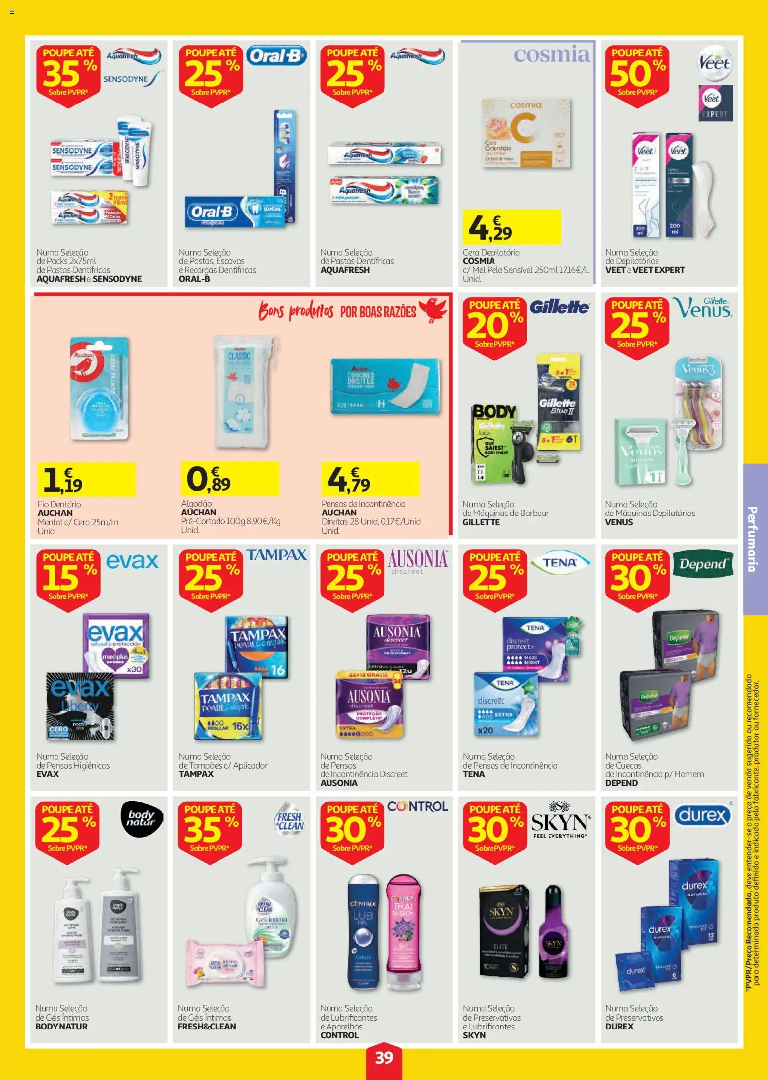 Auchan folheto │ válido de 01/10/2026 | Página: 39 | Produtos: Preservativos, Cera, Gel íntimo, Cuecas